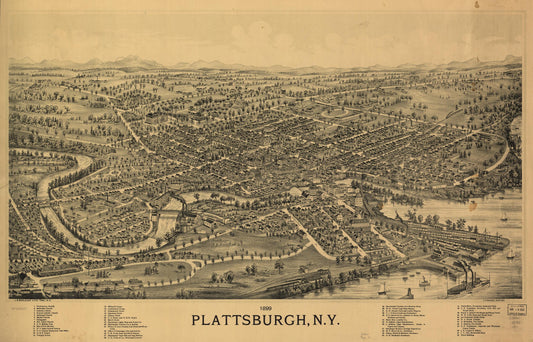 1899 Plattsburgh, N.Y. (1899) – Historic Bird’s-Eye View Panorama Print