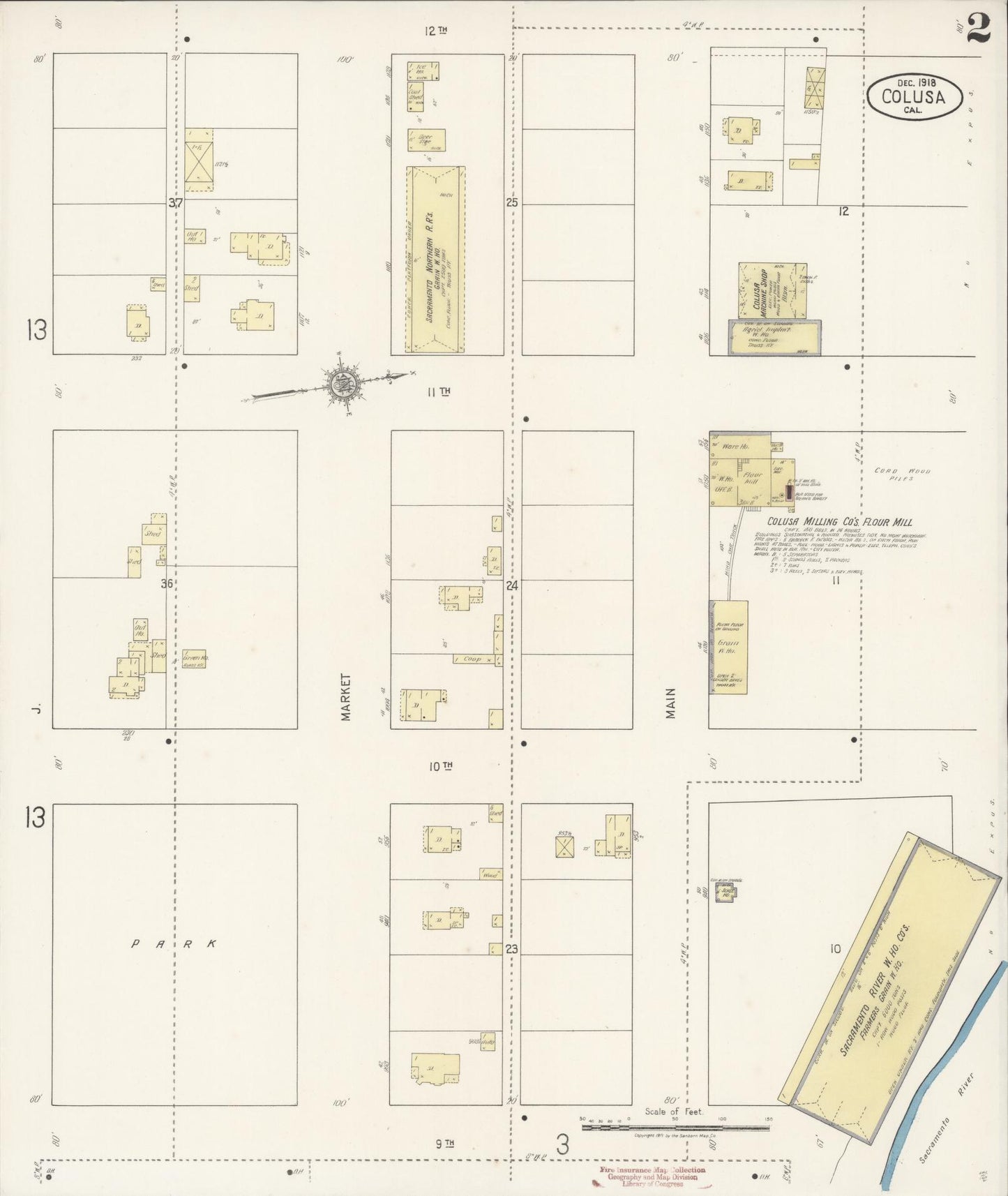 Sanborn Fire Insurance Map from Colusa, Colusa County, California (1918), Sheet #0002 - Historic Sanborn Fire Insurance Map Print, vintage old map wall art, antique decor, genealogy gift, California California map