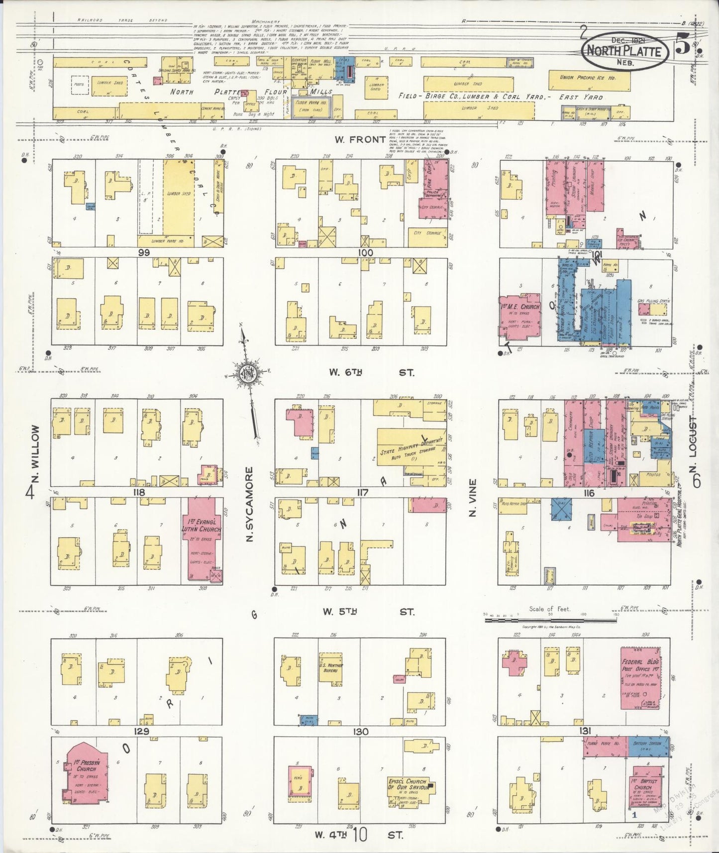Sanborn Fire Insurance Map from North Platte, Lincoln County, Nebraska (1921), Sheet #0005 - Historic Sanborn Fire Insurance Map Print, vintage old map wall art, antique decor, genealogy gift, Nebraska Nebraska map