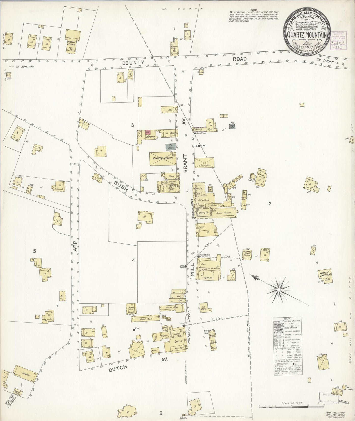 Sanborn Fire Insurance Map from Quartz Mountain, Tuolumne County, California. (1903) – Historic Sanborn Fire Insurance Map Print