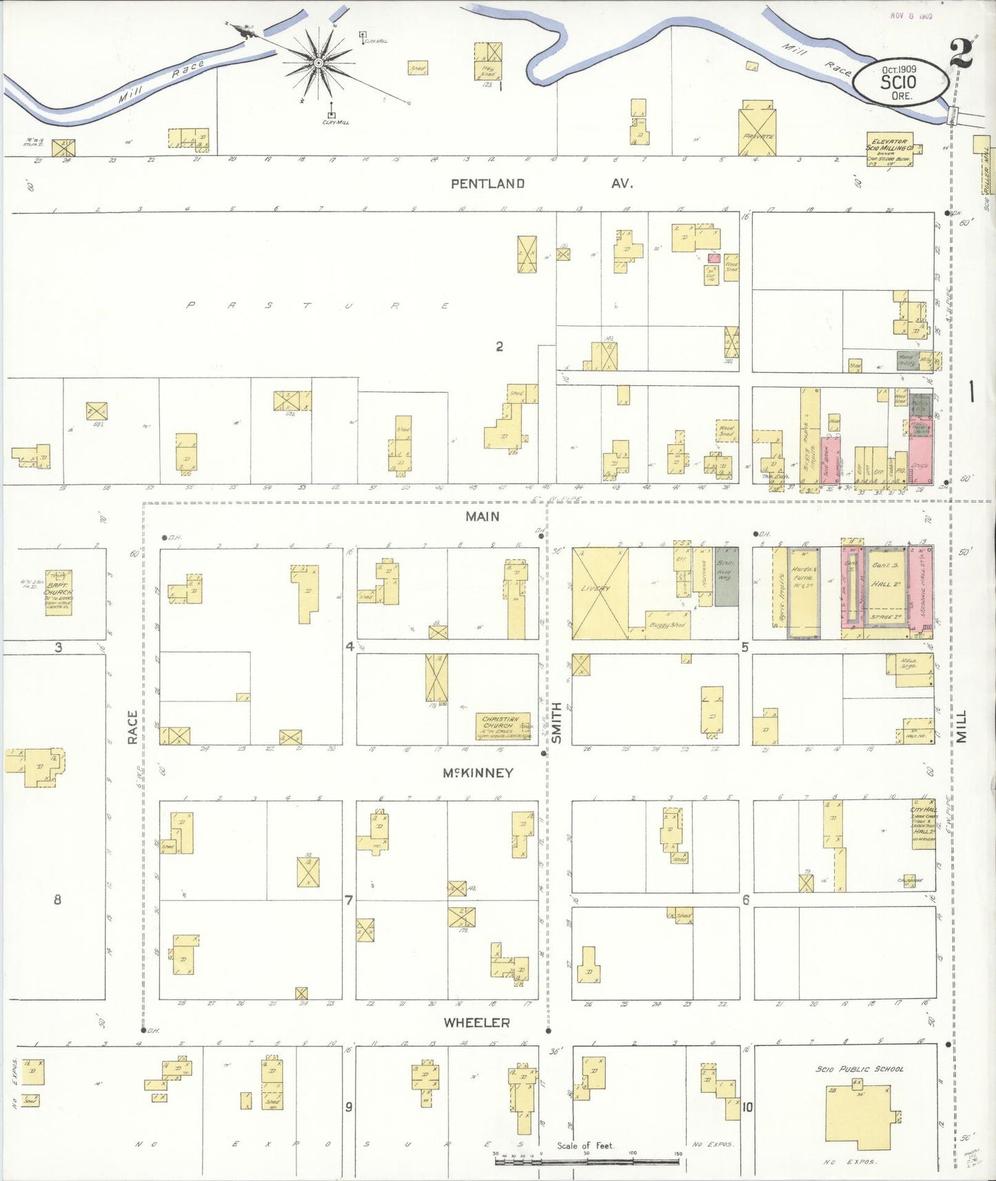 Sanborn Fire Insurance Map from Scio, Linn County, Oregon (1909), Sheet #0002 - Complete Map Set gallery image, historic Sanborn map, vintage wall art, Oregon Oregon