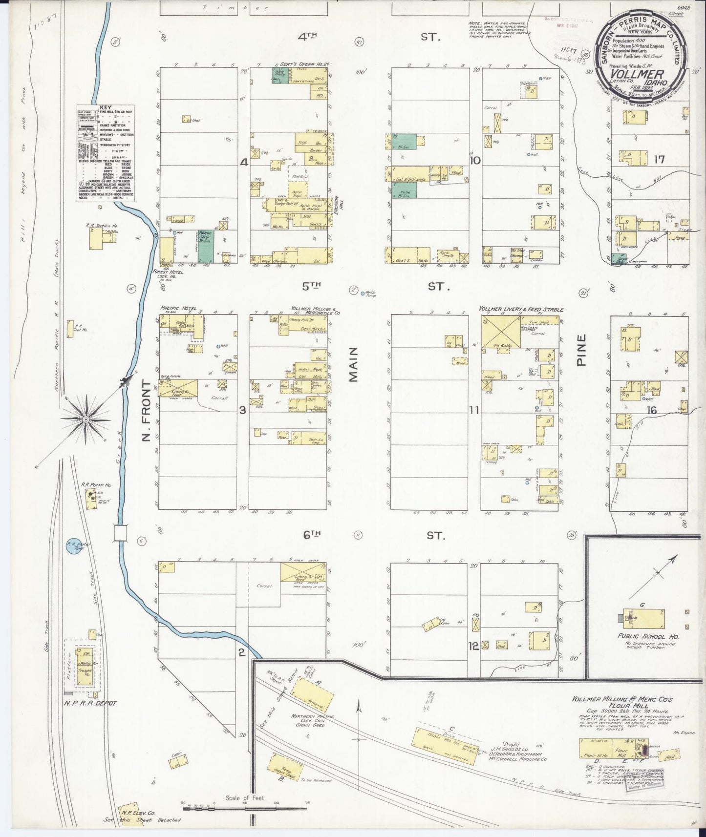 Sanborn Fire Insurance Map from Vollmer, Latah County, Idaho (1893), Sheet #0001 - Historic Sanborn Fire Insurance Map Print, vintage old map wall art, antique decor, genealogy gift, Idaho Idaho map