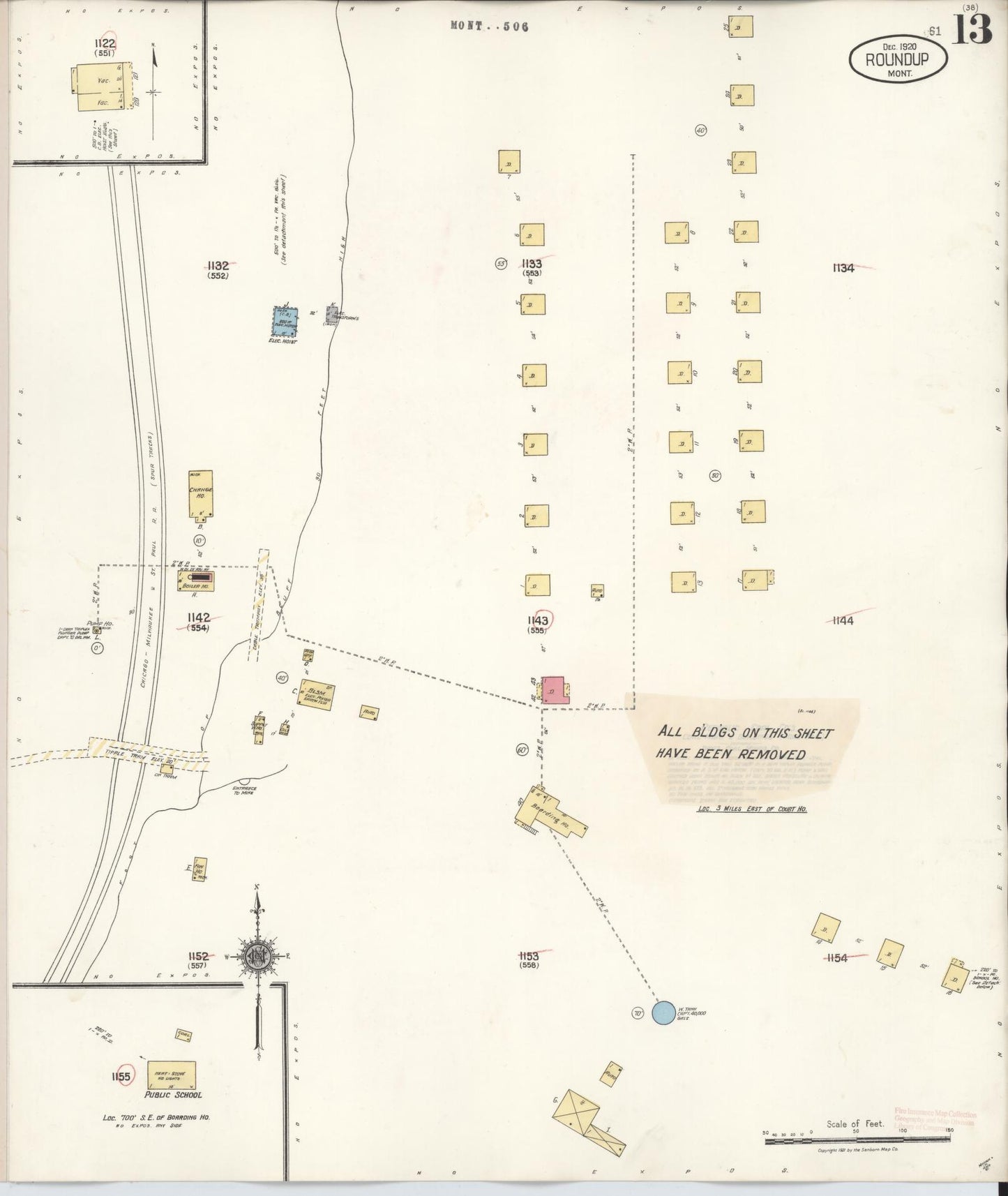 Sanborn Fire Insurance Map from Roundup, Musselshell County, Montana (1944), Sheet #0013 - Complete Map Set gallery image, historic Sanborn map, vintage wall art, Montana Montana