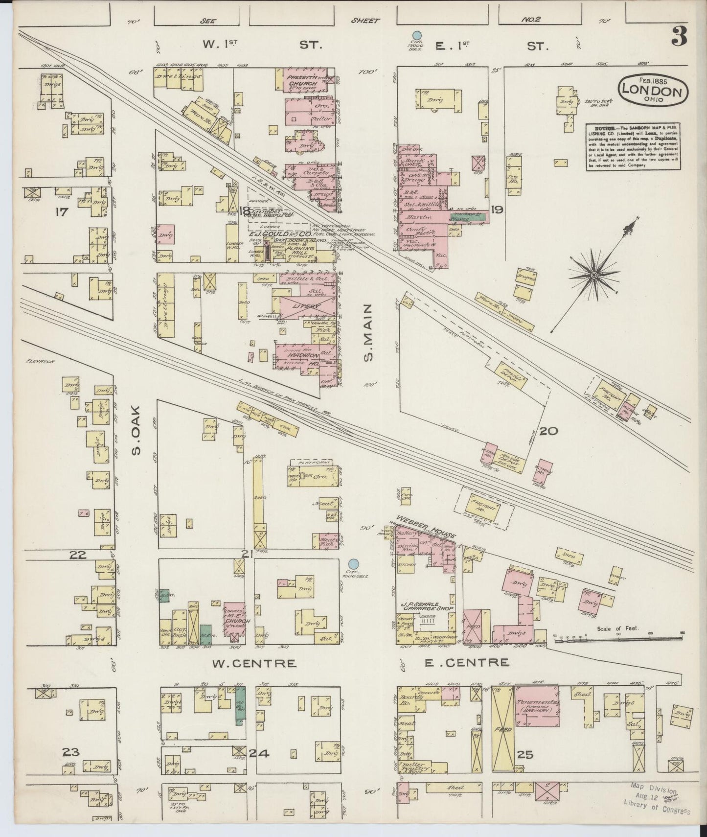 Sanborn Fire Insurance Map from London, Madison County, Ohio (1885), Sheet #0003 - Complete Map Set gallery image, historic Sanborn map, vintage wall art, Ohio Ohio