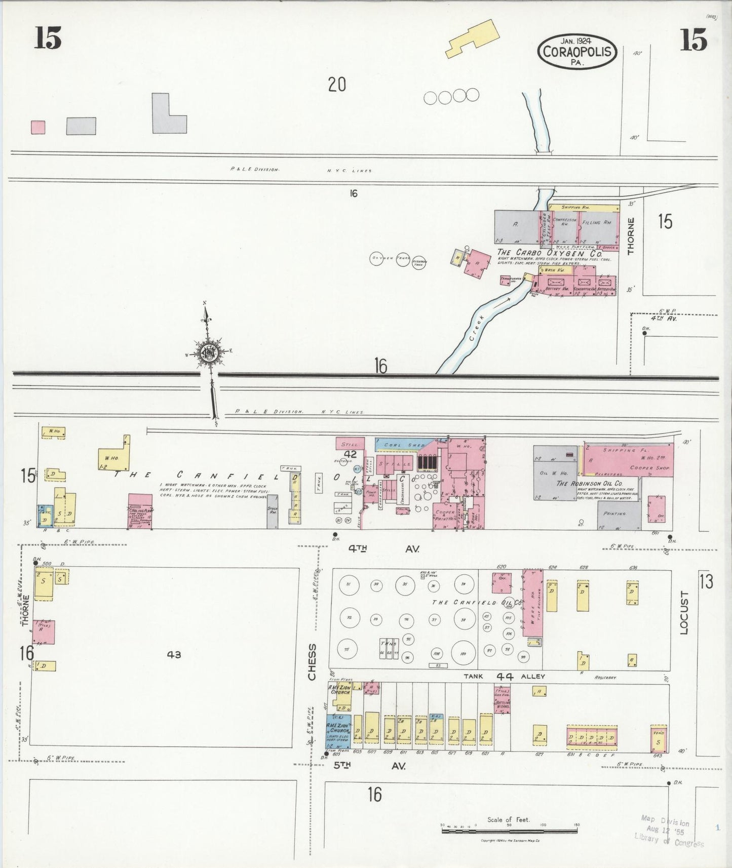 Sanborn Fire Insurance Map from Coraopolis, Allegheny County, Pennsylvania (1924), Sheet #0015 - Historic Sanborn Fire Insurance Map Print, vintage old map wall art, antique decor, genealogy gift, Pennsylvania Pennsylvania map