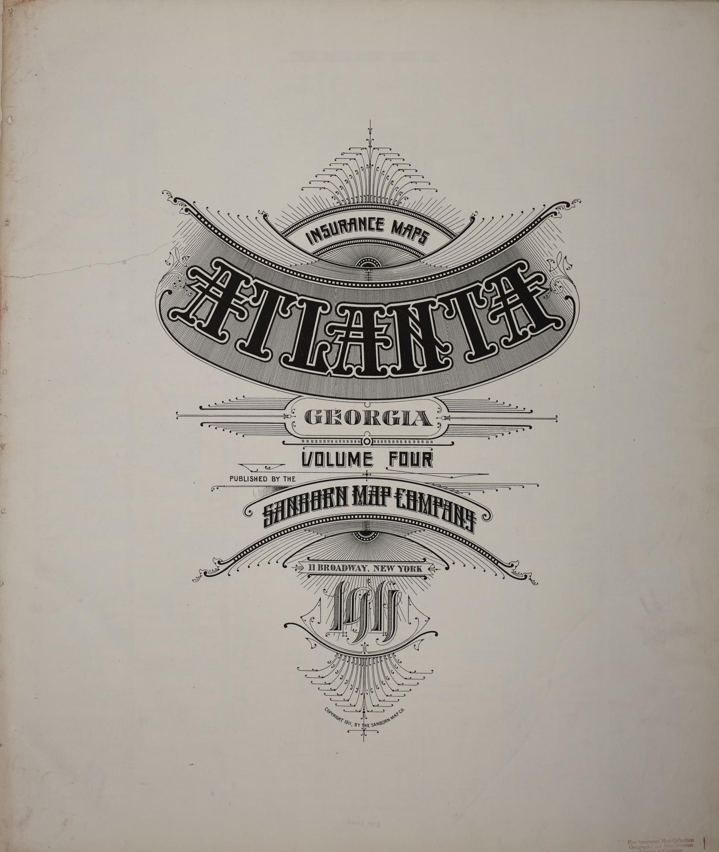 Sanborn Fire Insurance Map from Atlanta, Fulton County, Georgia (1911), Sheet #0001 - Complete Map Set gallery image, historic Sanborn map, vintage wall art, Georgia Georgia