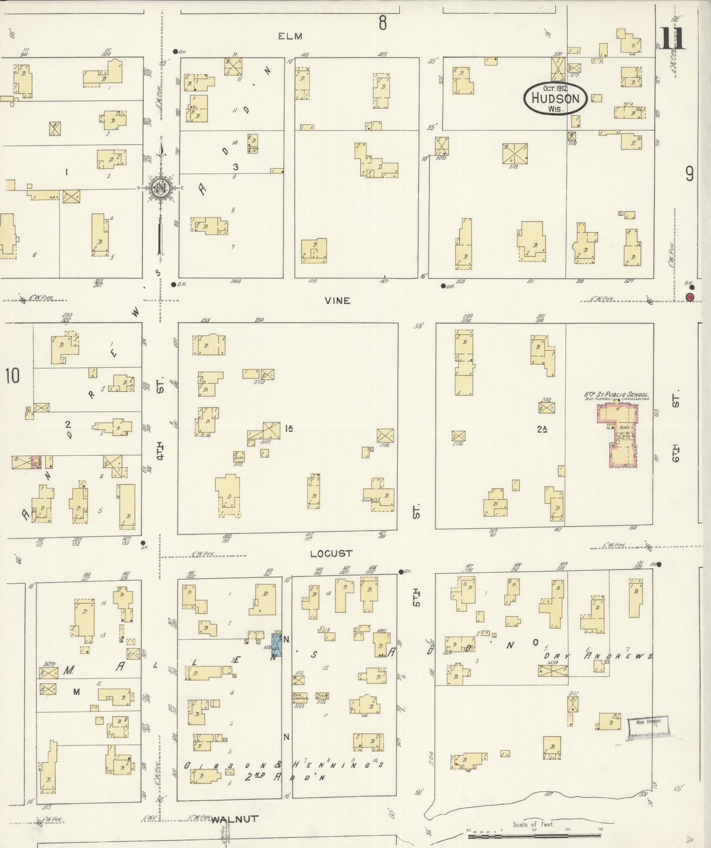 Sanborn Fire Insurance Map from Hudson, St. Croix County, Wisconsin (1912), Sheet #0011 - Historic Sanborn Fire Insurance Map Print, vintage old map wall art, antique decor, genealogy gift, Wisconsin Wisconsin map