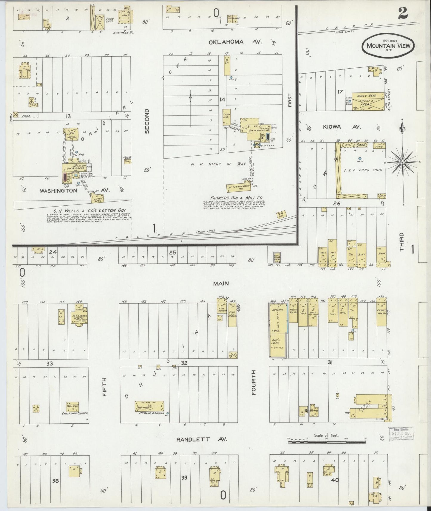 Sanborn Fire Insurance Map from Mountain View, Kiowa County, Oklahoma (1904), Sheet #0002 - Historic Sanborn Fire Insurance Map Print, vintage old map wall art, antique decor, genealogy gift, Oklahoma Oklahoma map