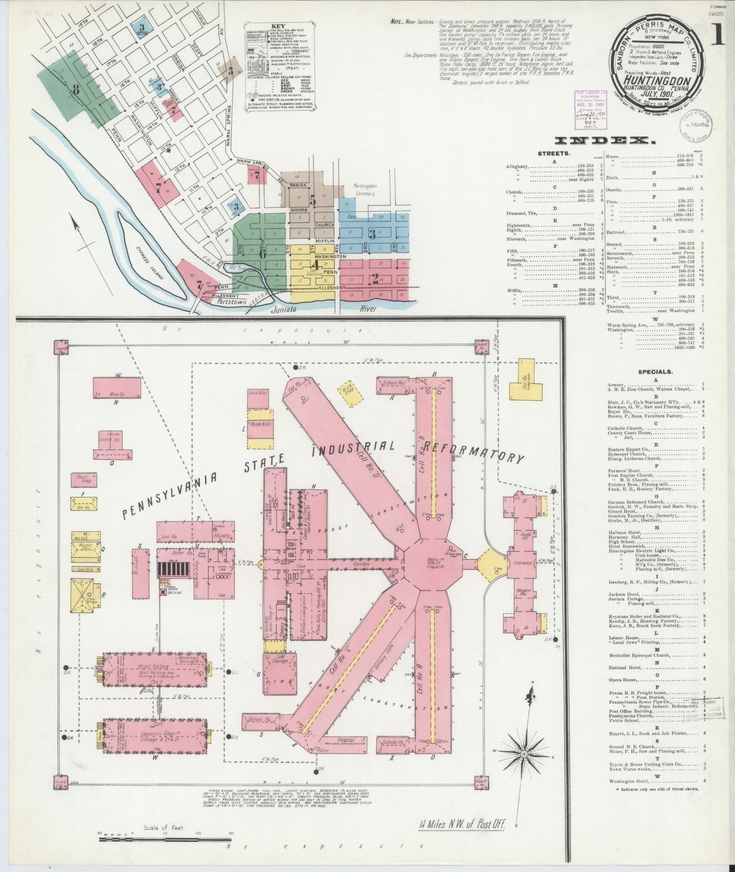 Sanborn Fire Insurance Map from Huntingdon, Huntingdon County, Pennsylvania. (1901) – Historic Sanborn Fire Insurance Map Print