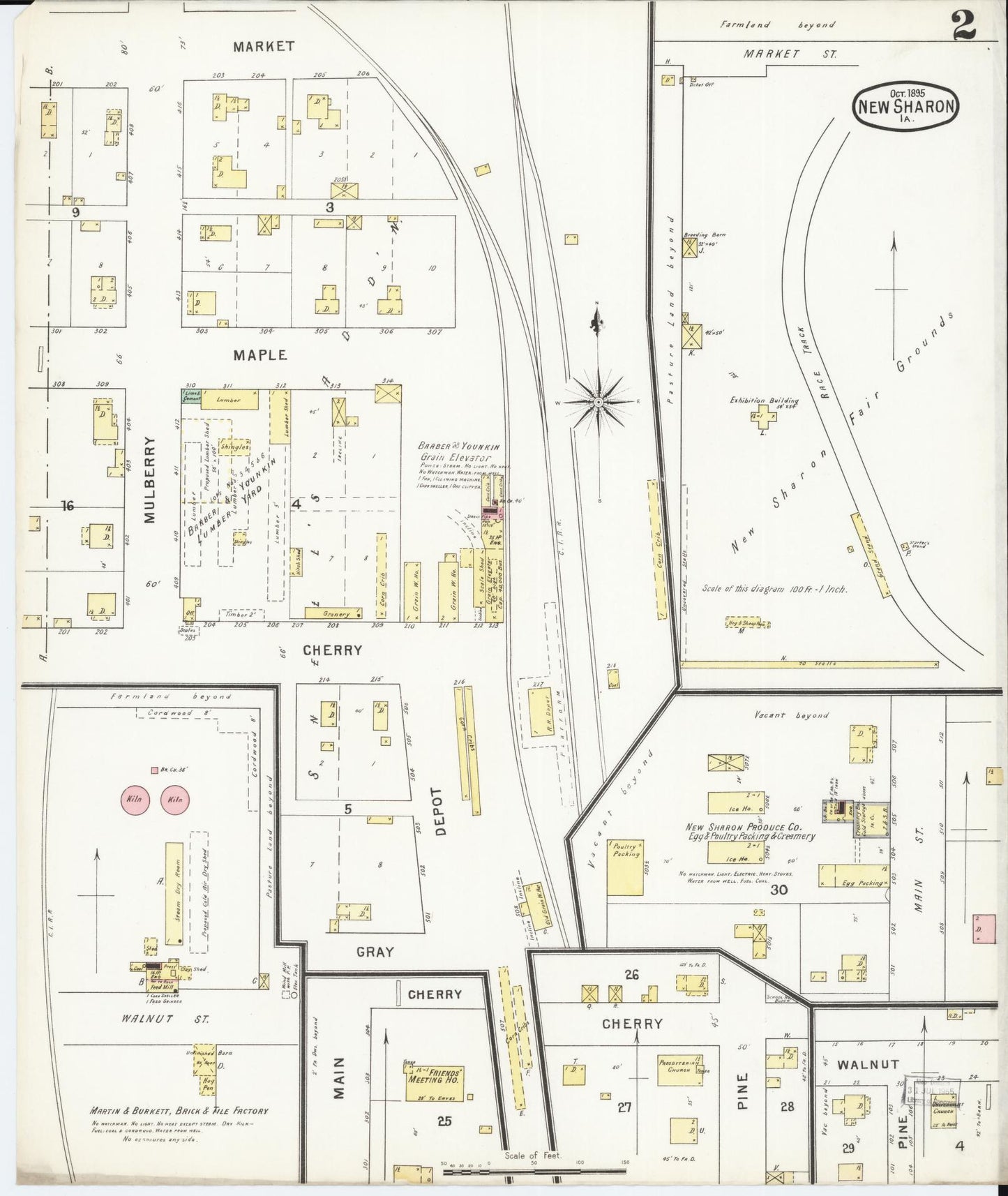 Sanborn Fire Insurance Map from New Sharon, Mahaska County, Iowa (1895), Sheet #0002 - Historic Sanborn Fire Insurance Map Print
