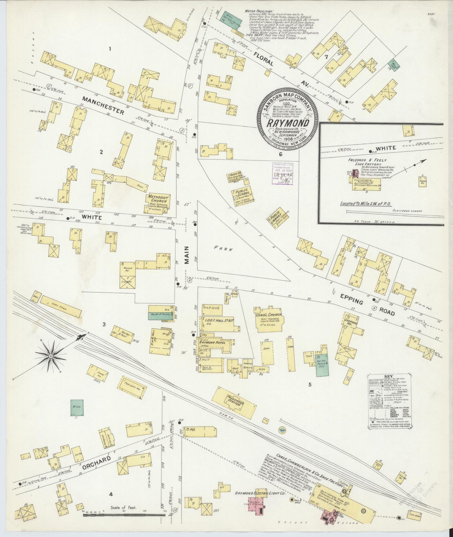 Sanborn Fire Insurance Map from Raymond, Rockingham County, New Hampshire. (1908) – Historic Sanborn Fire Insurance Map Print