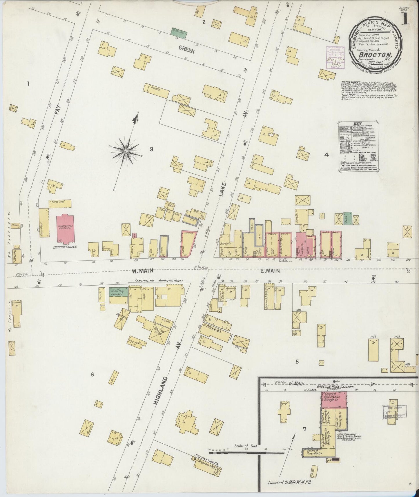 Sanborn Fire Insurance Map from Brocton, Chautauqua County, New York. (1901) – Historic Sanborn Fire Insurance Map Print