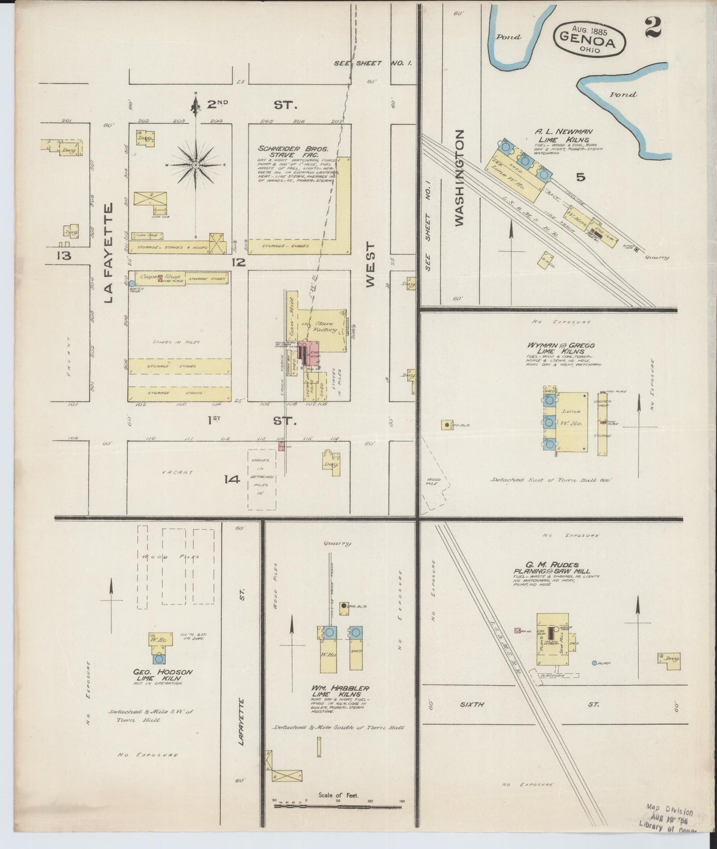 Sanborn Fire Insurance Map from Genoa, Ottawa County, Ohio (1885), Sheet #0002 - Complete Map Set gallery image, historic Sanborn map, vintage wall art, Ohio Ohio