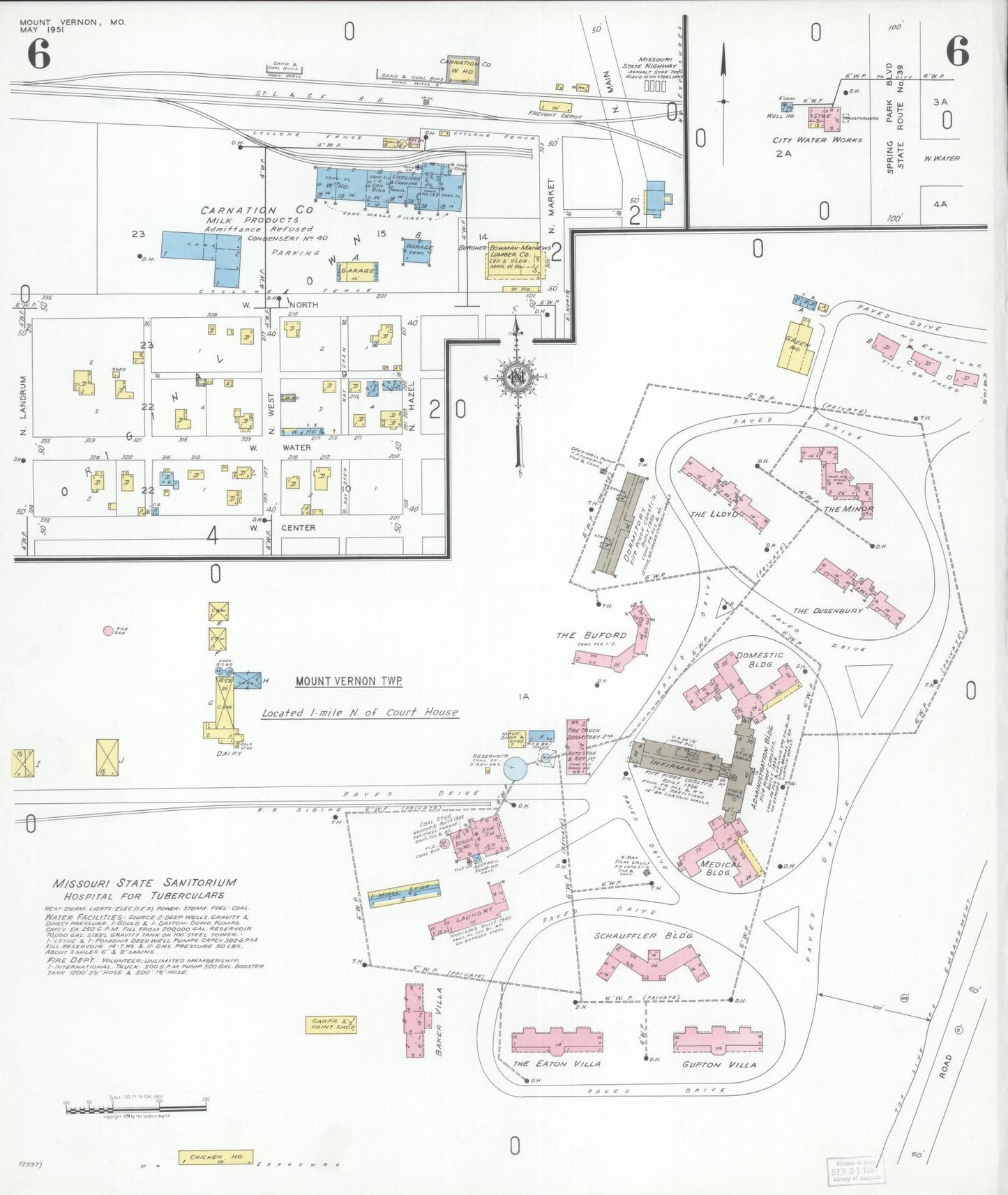 Sanborn Fire Insurance Map from Mount Vernon, Lawrence County, Missouri (1951), Sheet #0006 - Complete Map Set gallery image, historic Sanborn map, vintage wall art, Missouri Missouri