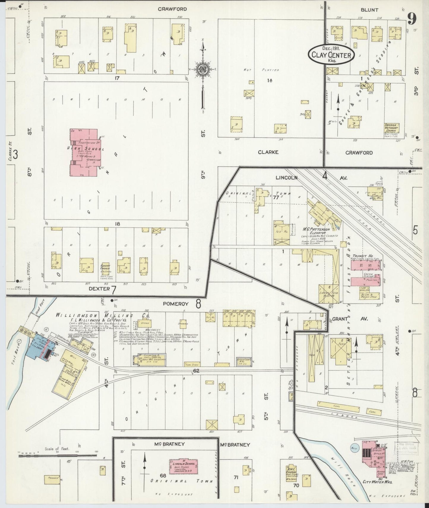 Sanborn Fire Insurance Map from Clay Center, Clay County, Kansas (1911), Sheet #0009 - Complete Map Set gallery image, historic Sanborn map, vintage wall art, Kansas Kansas
