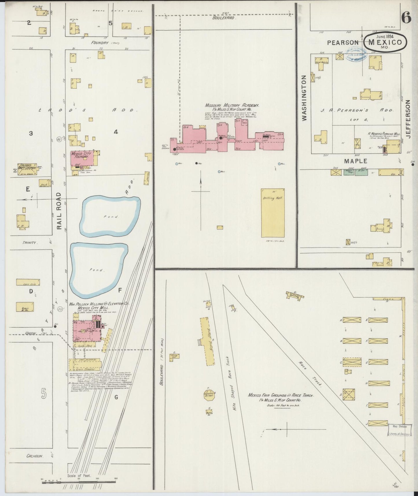 Sanborn Fire Insurance Map from Mexico, Audrain County, Missouri (1894), Sheet #0006 - Complete Map Set gallery image, historic Sanborn map, vintage wall art, Missouri Missouri