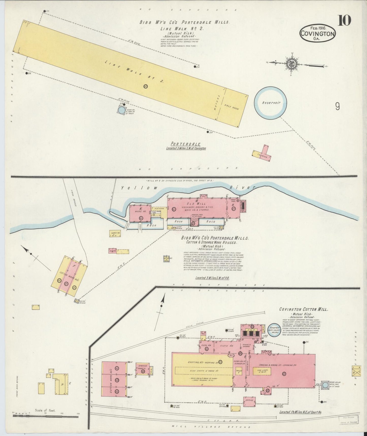 Sanborn Fire Insurance Map from Covington, Newton County, Georgia (1916), Sheet #0010 - Historic Sanborn Fire Insurance Map Print, vintage old map wall art, antique decor, genealogy gift, Georgia Georgia map