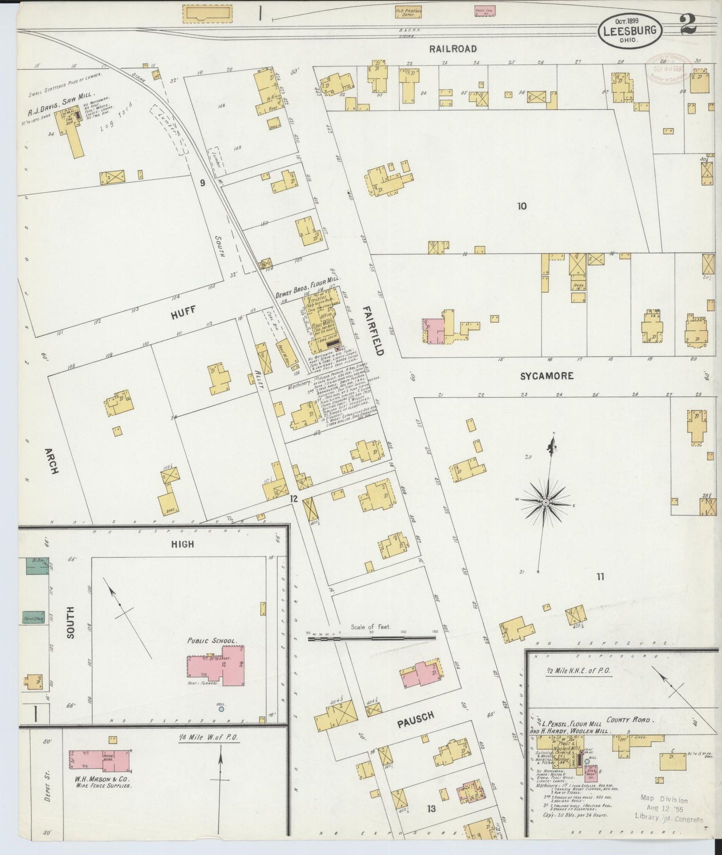 Sanborn Fire Insurance Map from Leesburg, Highland County, Ohio (1899), Sheet #0002 - Complete Map Set gallery image, historic Sanborn map, vintage wall art, Ohio Ohio