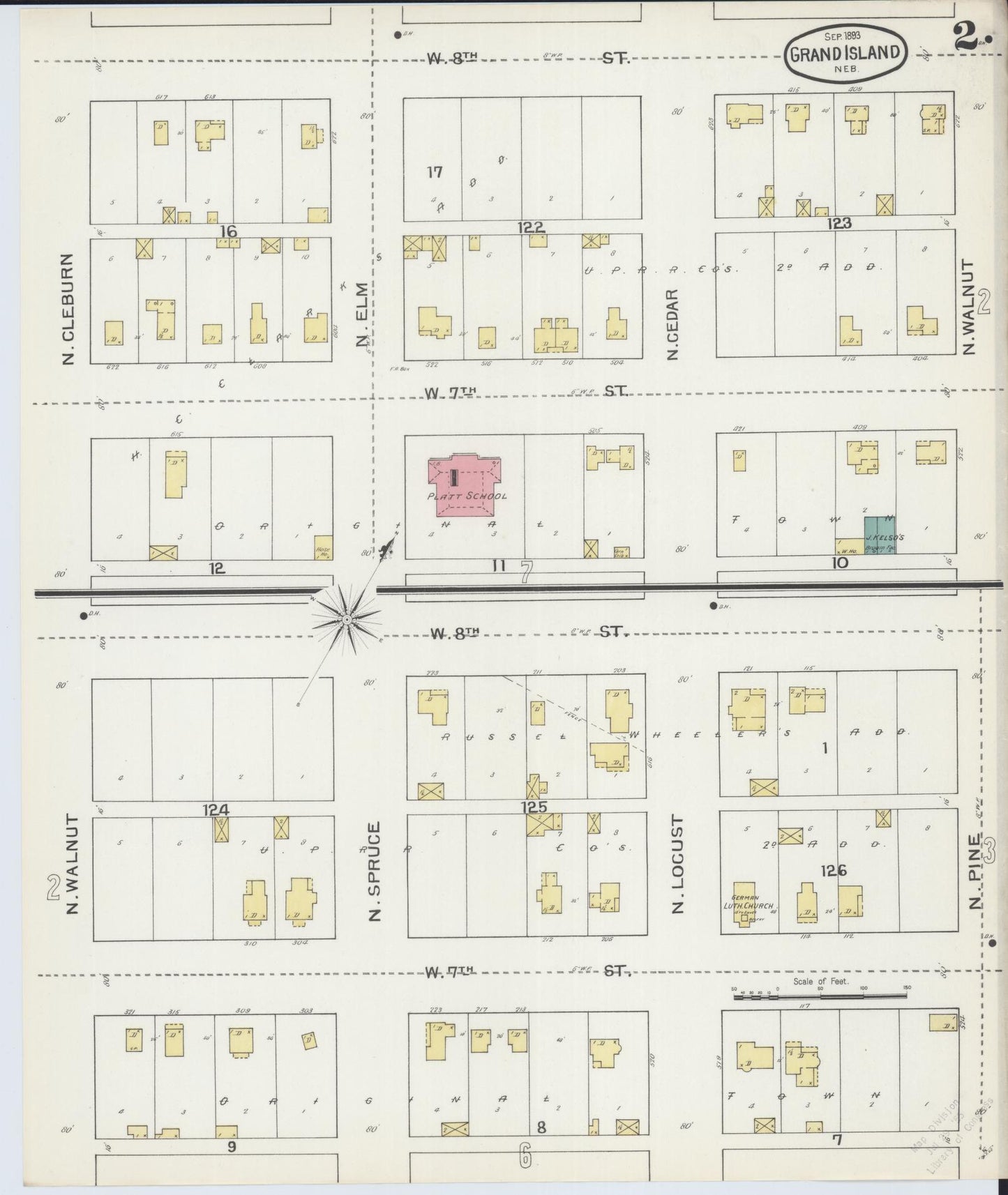 Sanborn Fire Insurance Map from Grand Island, Hall County, Nebraska (1893), Sheet #0002 - Historic Sanborn Fire Insurance Map Print, vintage old map wall art, antique decor, genealogy gift, Nebraska Nebraska map