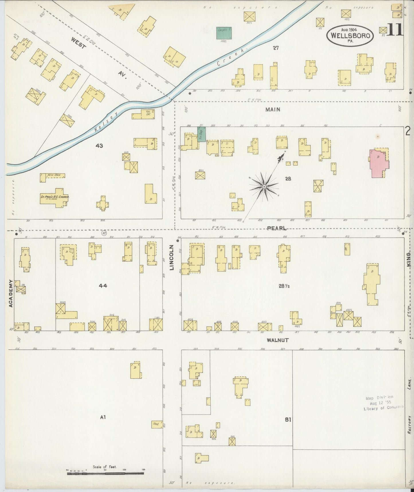 Sanborn Fire Insurance Map from Wellsboro, Tioga County, Pennsylvania (1904), Sheet #0011 - Complete Map Set gallery image, historic Sanborn map, vintage wall art, Pennsylvania Pennsylvania