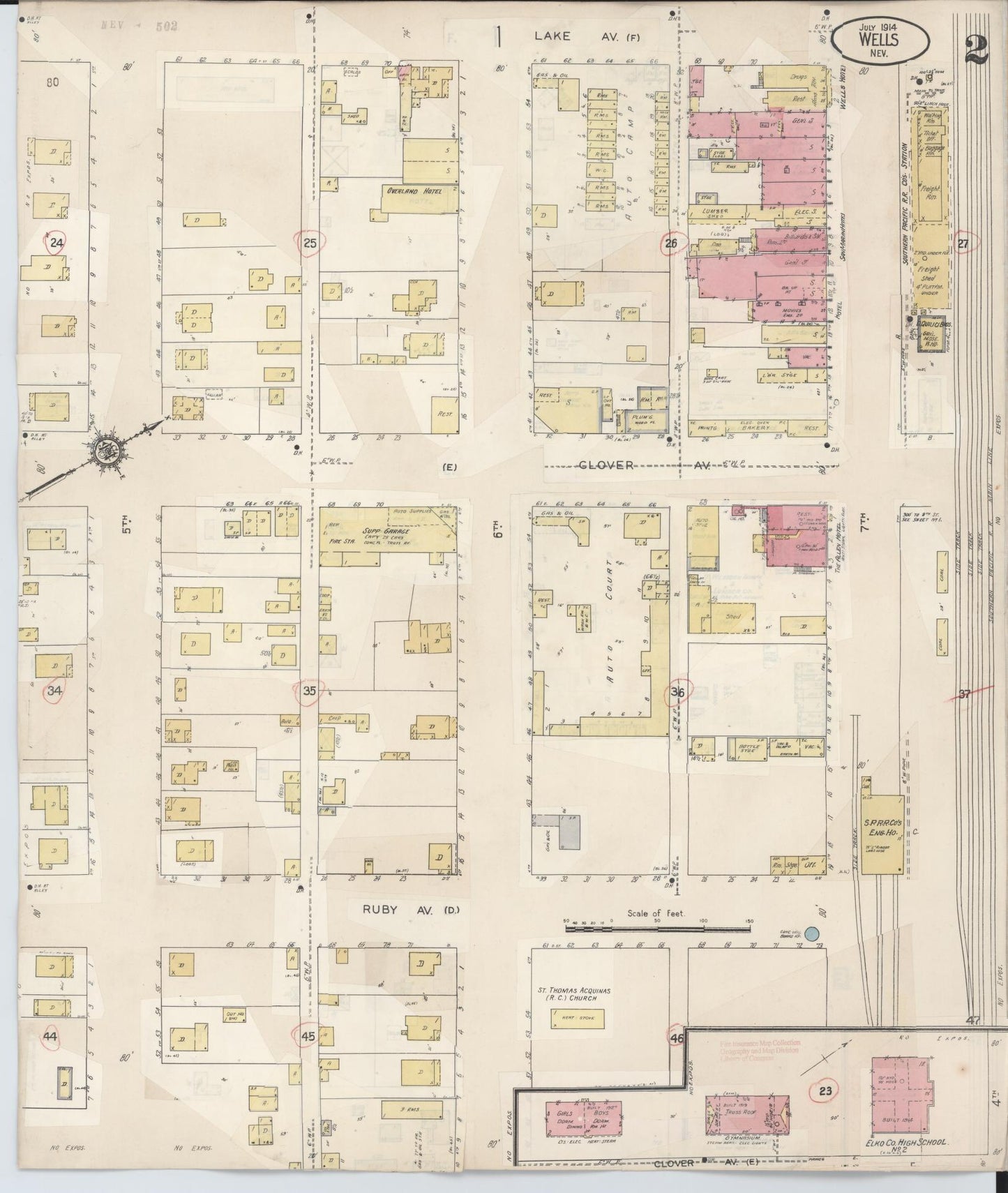 Sanborn Fire Insurance Map from Wells, Elko County, Nevada (1943), Sheet #0002 - Complete Map Set gallery image, historic Sanborn map, vintage wall art, Nevada Nevada