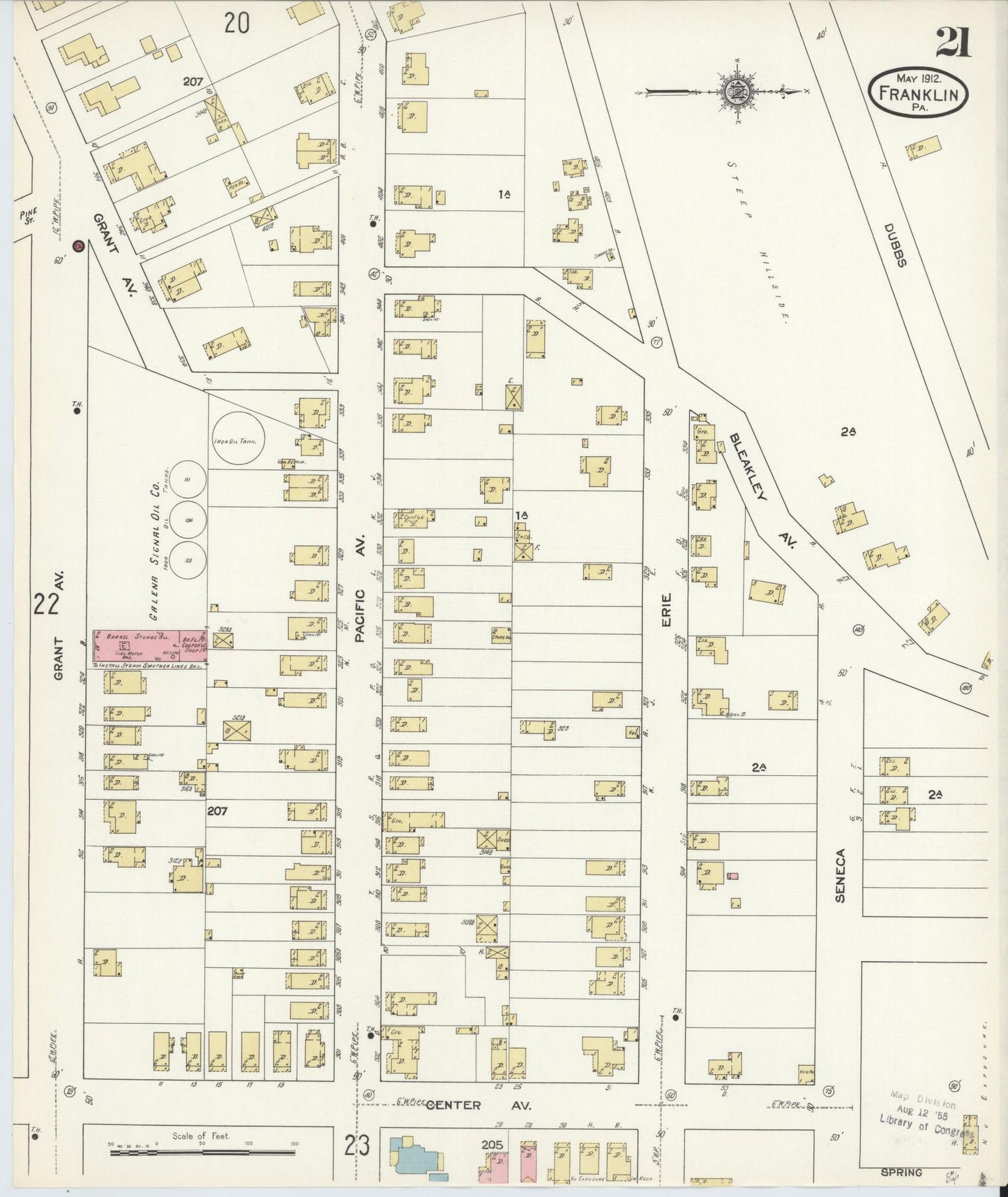 Sanborn Fire Insurance Map from Franklin, Venango County, Pennsylvania (1912), Sheet #0021 - Historic Sanborn Fire Insurance Map Print, vintage old map wall art, antique decor, genealogy gift, Pennsylvania Pennsylvania map