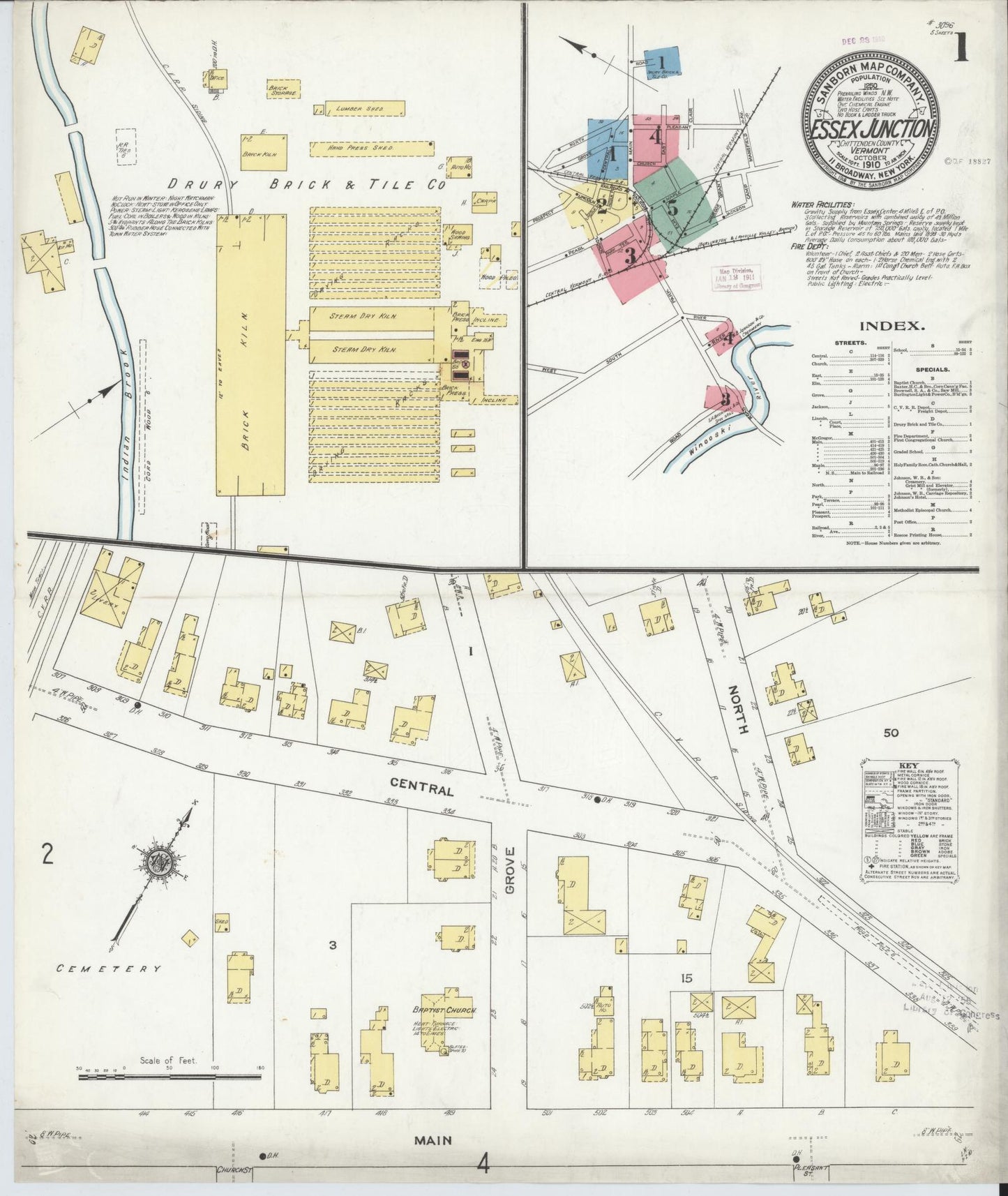 Sanborn Fire Insurance Map from Essex Junction, Chittenden County, Vermont. (1910) – Historic Sanborn Fire Insurance Map Print