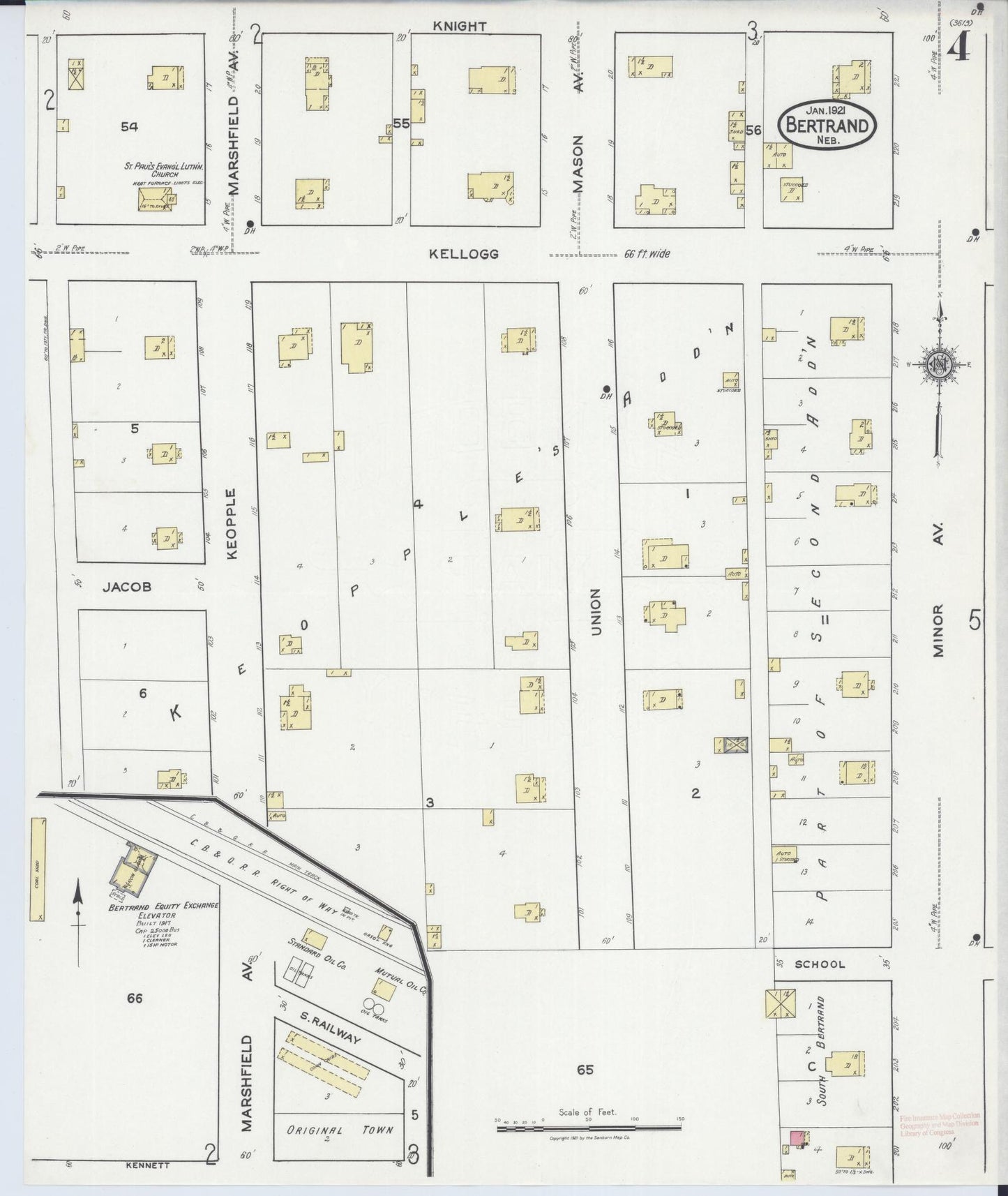Sanborn Fire Insurance Map from Bertran, Phelps County, Nebraska (1921), Sheet #0004 - Historic Sanborn Fire Insurance Map Print, vintage old map wall art, antique decor, genealogy gift, Nebraska Nebraska map