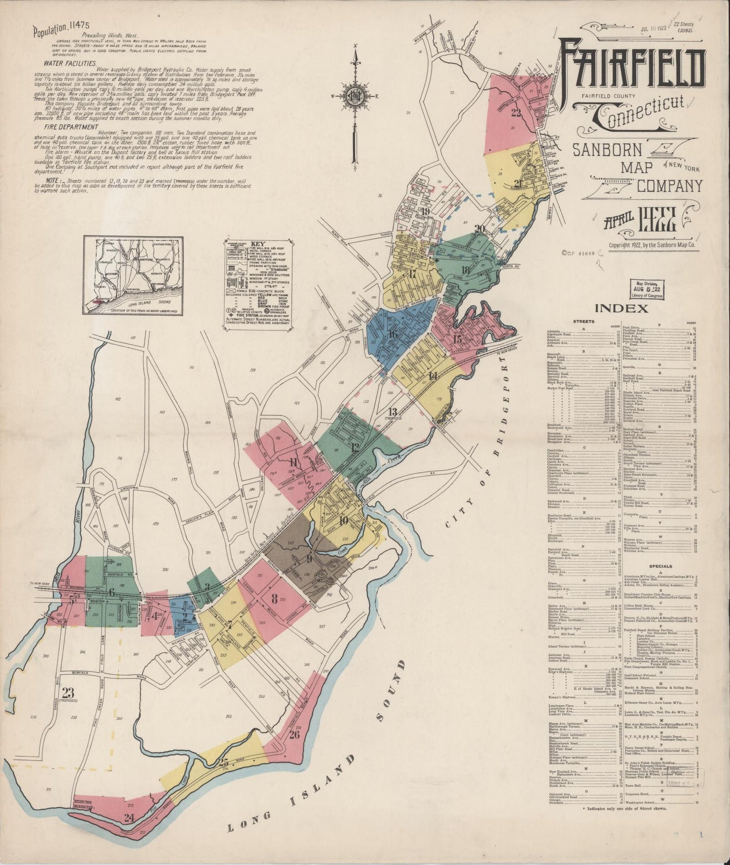 Sanborn Fire Insurance Map from Fairfield, Fairfield County, Connecticut. (1922) – Historic Sanborn Fire Insurance Map Print