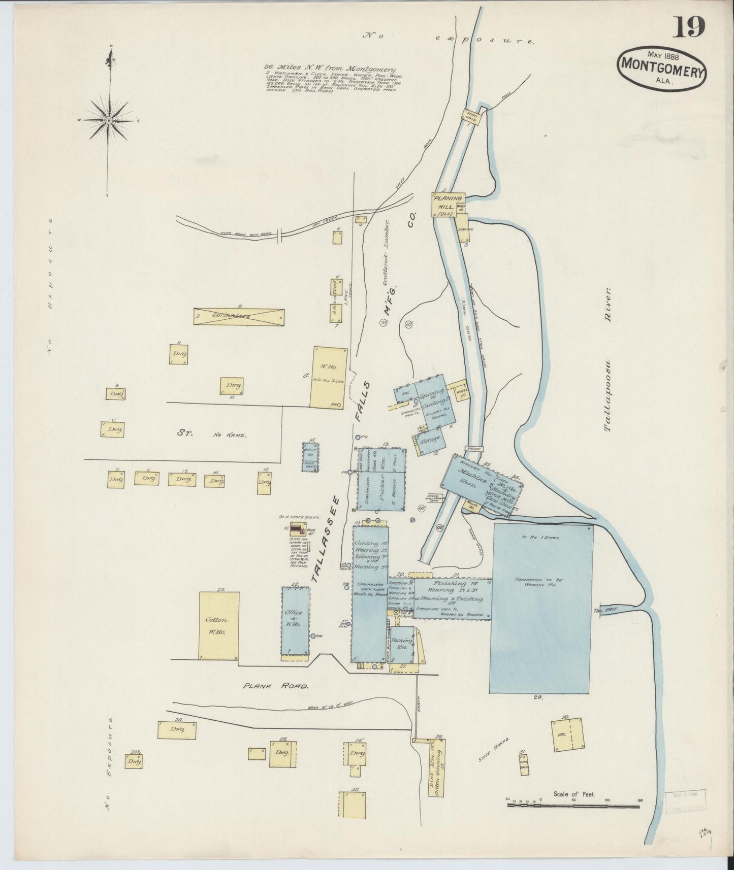 Sanborn Fire Insurance Map from Montgomery, Montgomery County, Alabama (1888), Sheet #0019 - Complete Map Set gallery image, historic Sanborn map, vintage wall art, Alabama Alabama