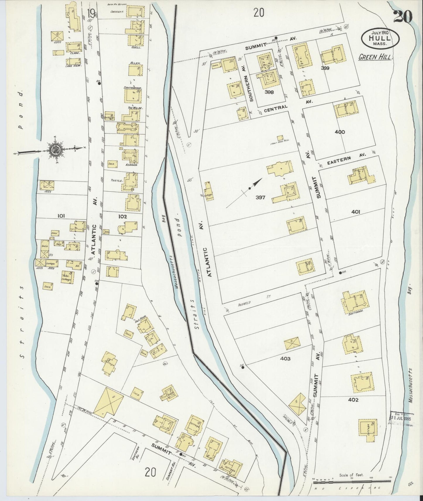 Sanborn Fire Insurance Map from Hull, Plymouth County, Massachusetts (1910), Sheet #0020 - Complete Map Set gallery image, historic Sanborn map, vintage wall art, Massachusetts Massachusetts