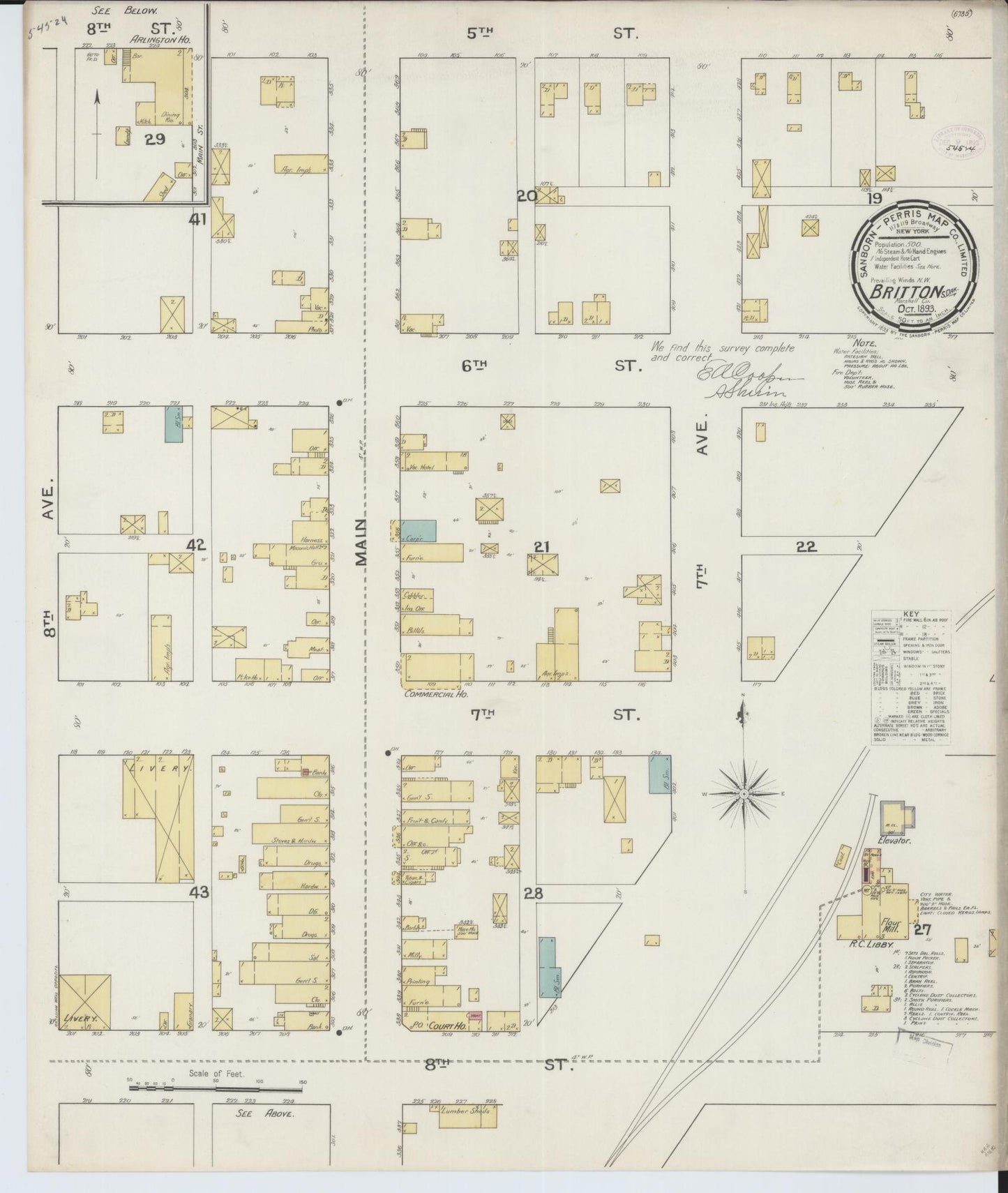Sanborn Fire Insurance Map from Britton, Marshall County, South Dakota (1893), Sheet #0001 - Historic Sanborn Fire Insurance Map Print, vintage old map wall art, antique decor, genealogy gift, South Dakota South Dakota map