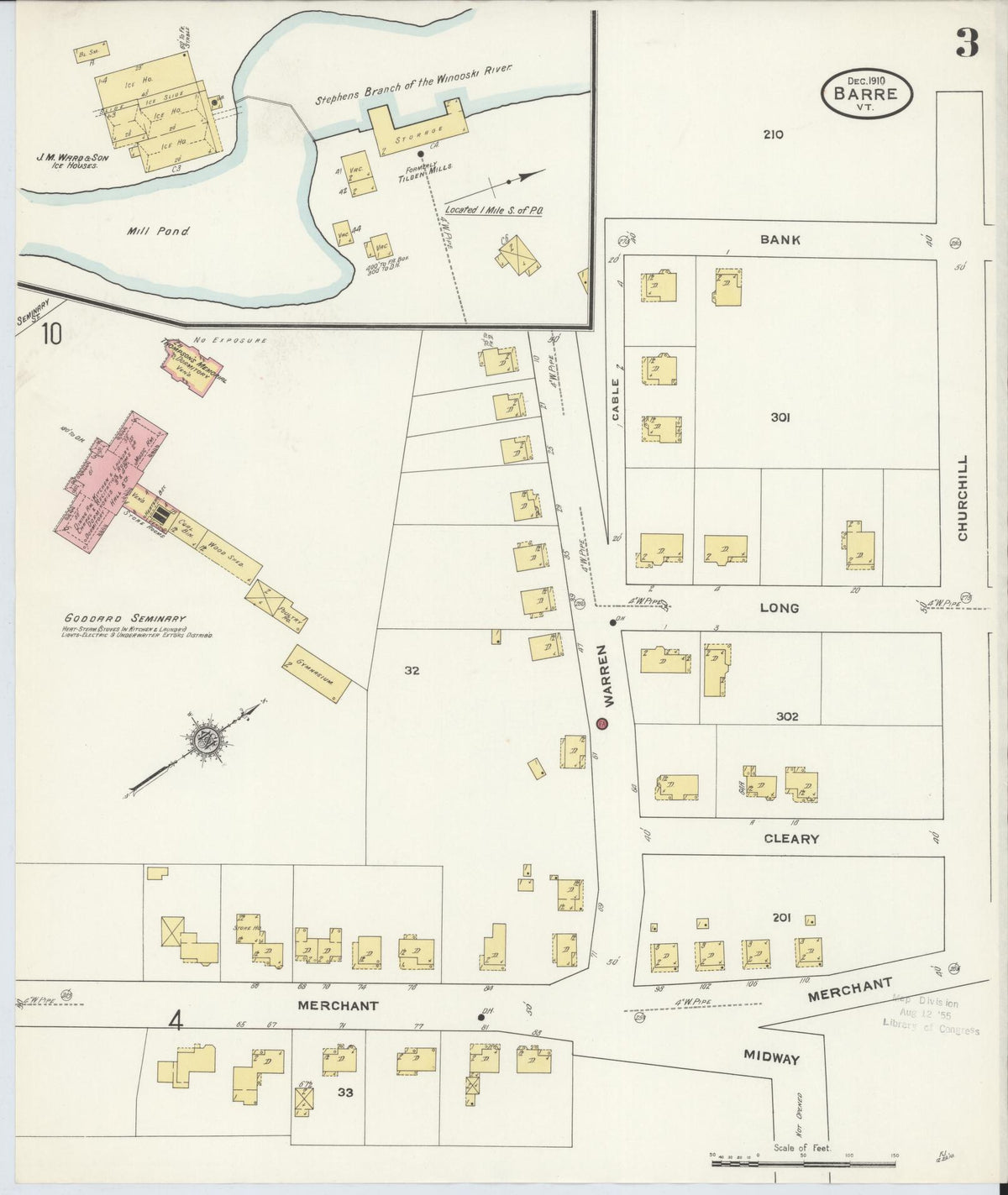 Sanborn Fire Insurance Map from Barre, Washington County, Vermont (1910), Sheet #0003 - Complete Map Set gallery image, historic Sanborn map, vintage wall art, Vermont Vermont