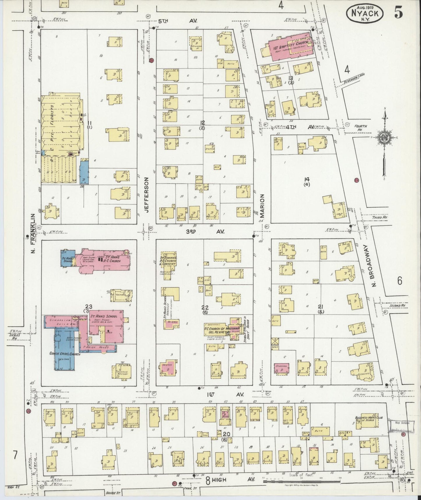Sanborn Fire Insurance Map from Nyack, Rockland County, New York. (1919), Sheet #0005