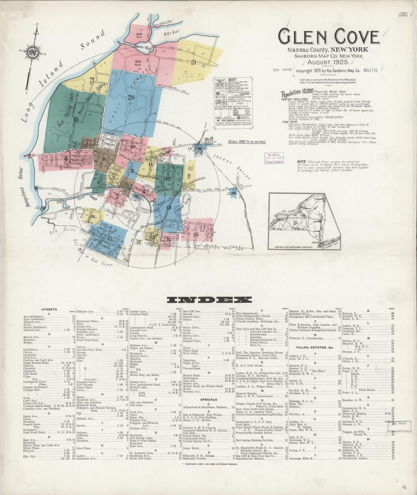 Sanborn Fire Insurance Map from Glen Cove, Nassau County, New York. (1925) – Historic Sanborn Fire Insurance Map Print