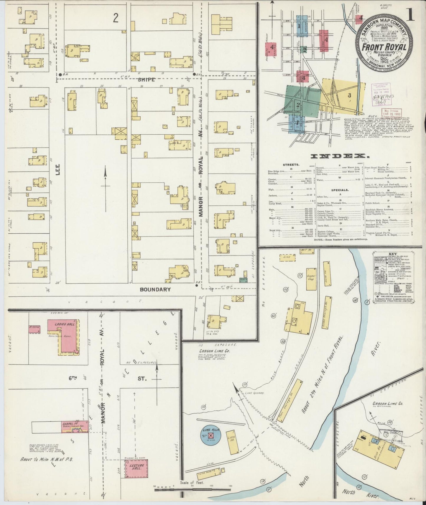 Sanborn Fire Insurance Map from Front Royal, Warren County, Virginia. (1903) – Historic Sanborn Fire Insurance Map Print