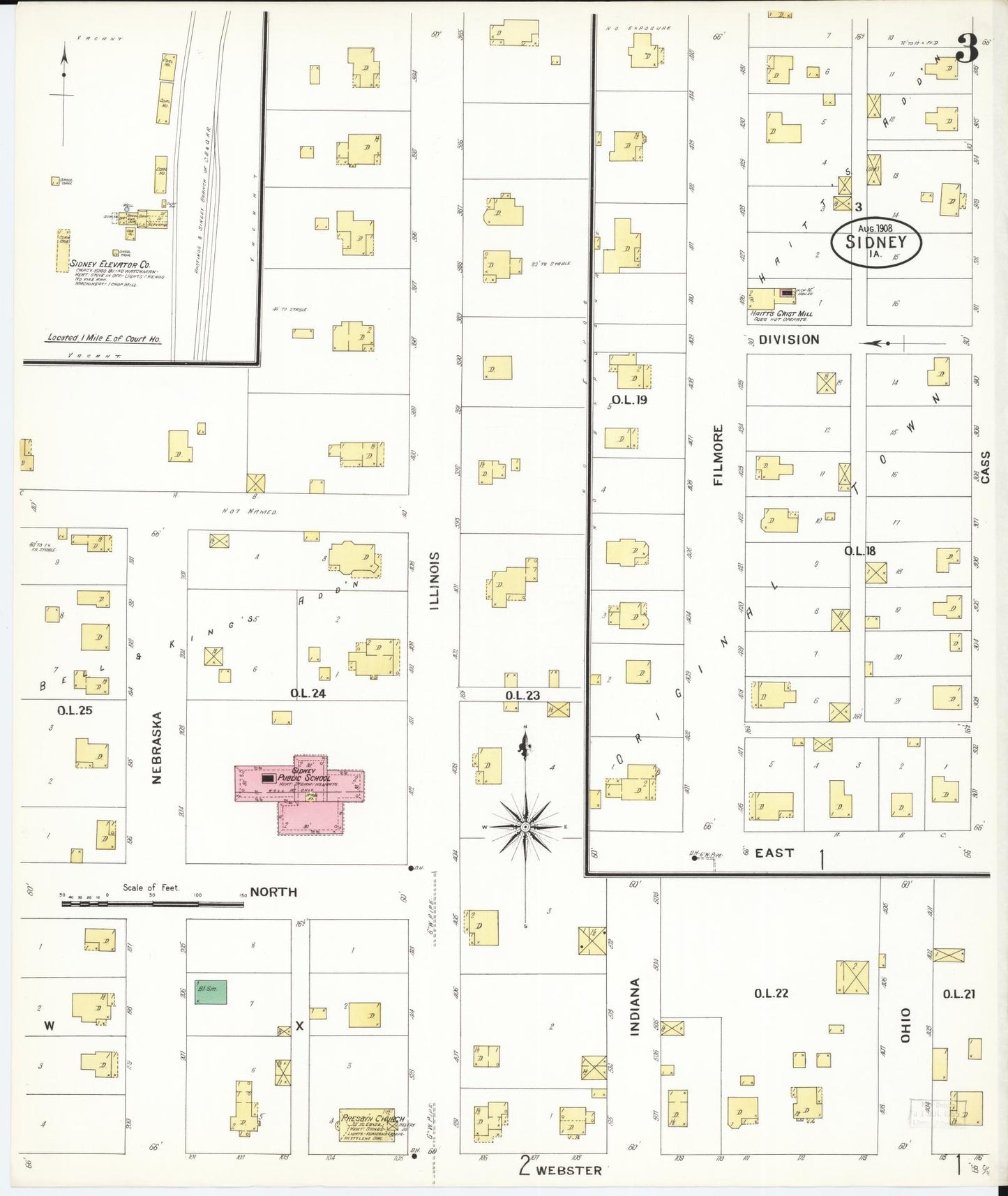 Sanborn Fire Insurance Map from Sidney, Fremont County, Iowa (1908), Sheet #0003 - Historic Sanborn Fire Insurance Map Print