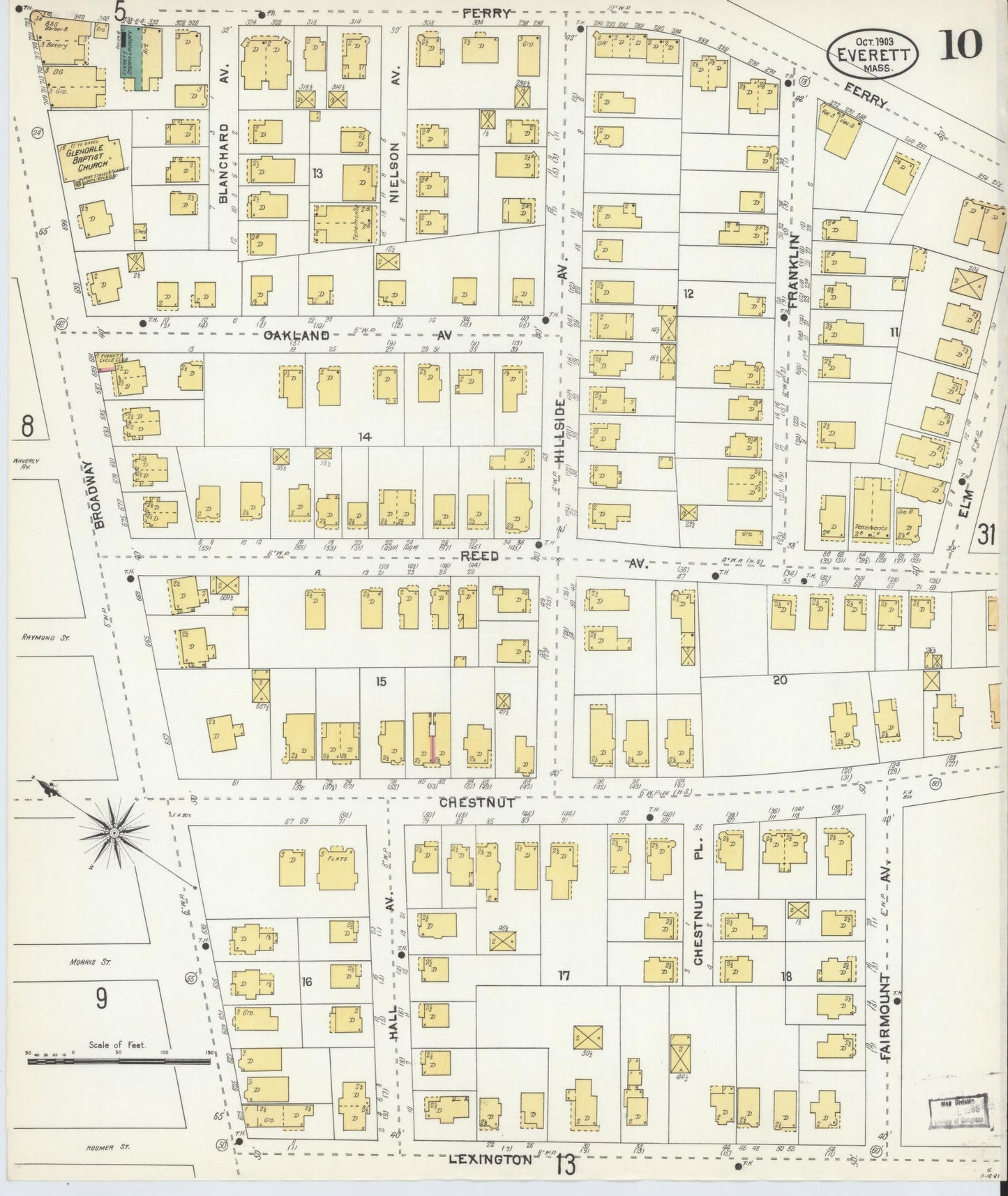 Sanborn Fire Insurance Map from Everett, Middlesex County, Massachusetts (1903), Sheet #0010 - Historic Sanborn Fire Insurance Map Print, vintage old map wall art, antique decor, genealogy gift, Massachusetts Massachusetts map