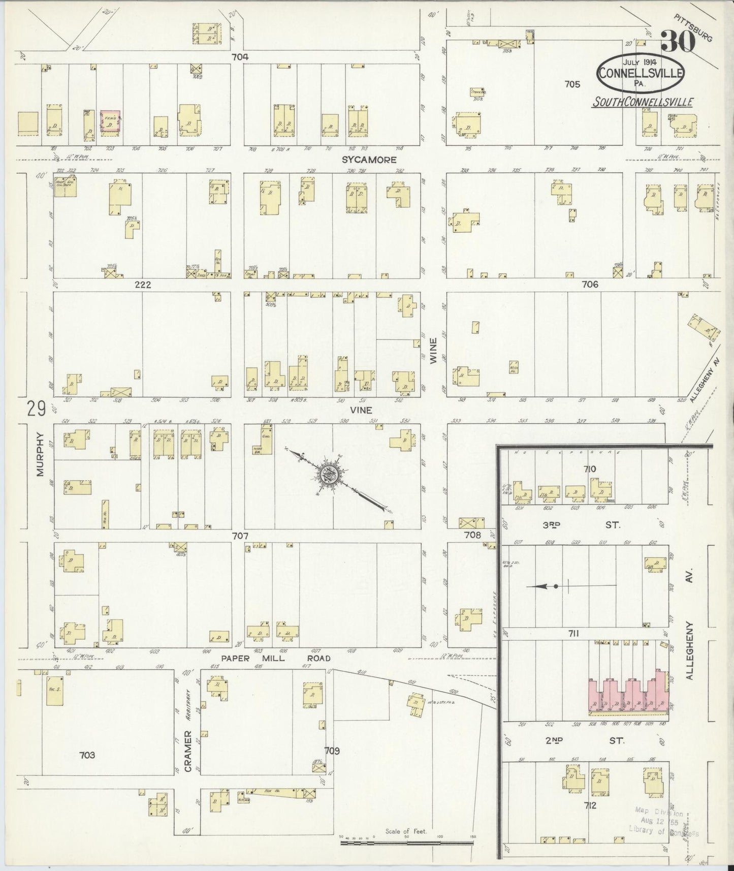 Sanborn Fire Insurance Map from Connellsville, Fayette County, Pennsylvania (1914), Sheet #0030 - Historic Sanborn Fire Insurance Map Print, vintage old map wall art, antique decor, genealogy gift, Pennsylvania Pennsylvania map