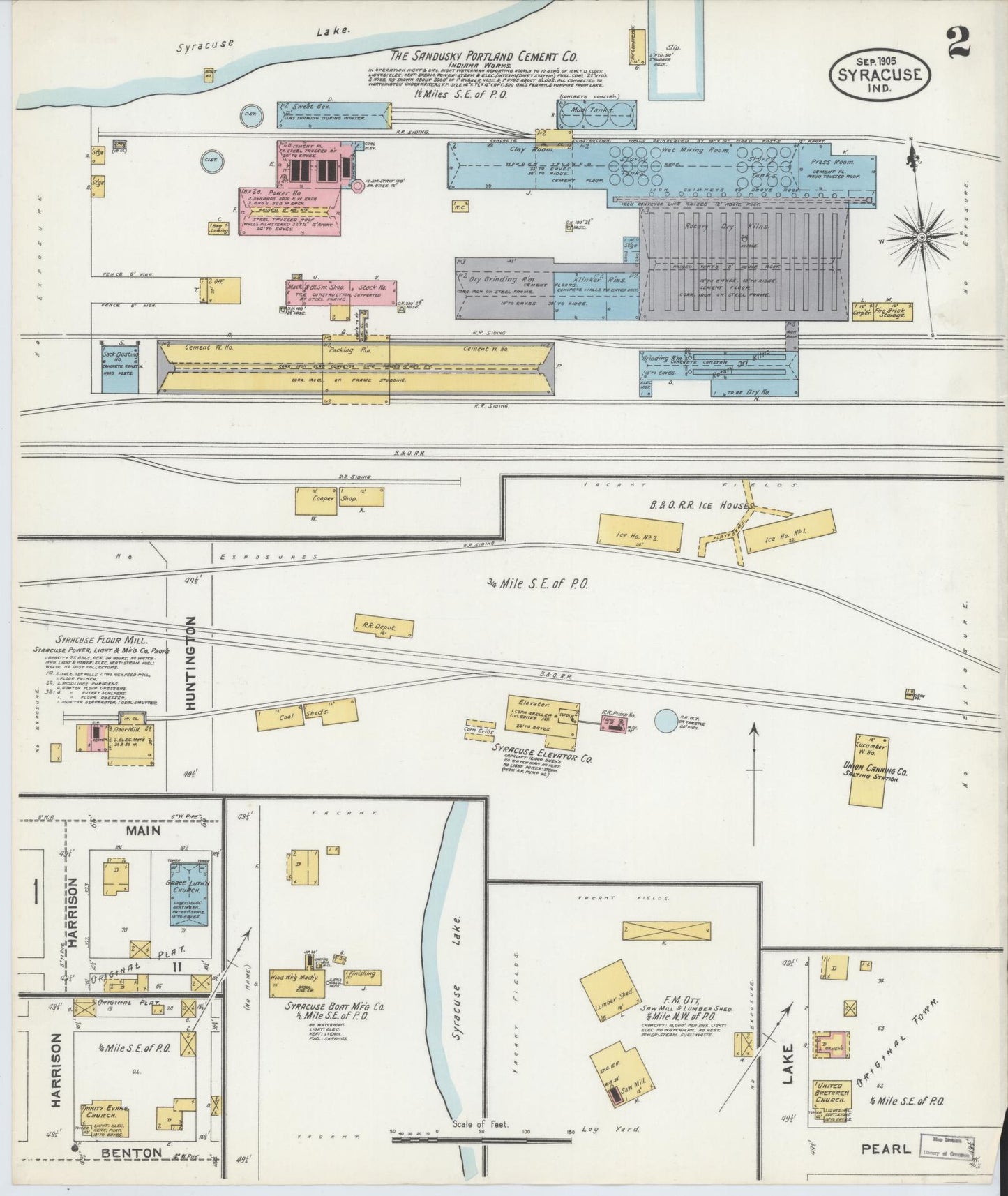 Sanborn Fire Insurance Map from Syracuse, Kosciusko County, Indiana (1905), Sheet #0002 - Complete Map Set gallery image, historic Sanborn map, vintage wall art, Indiana Indiana