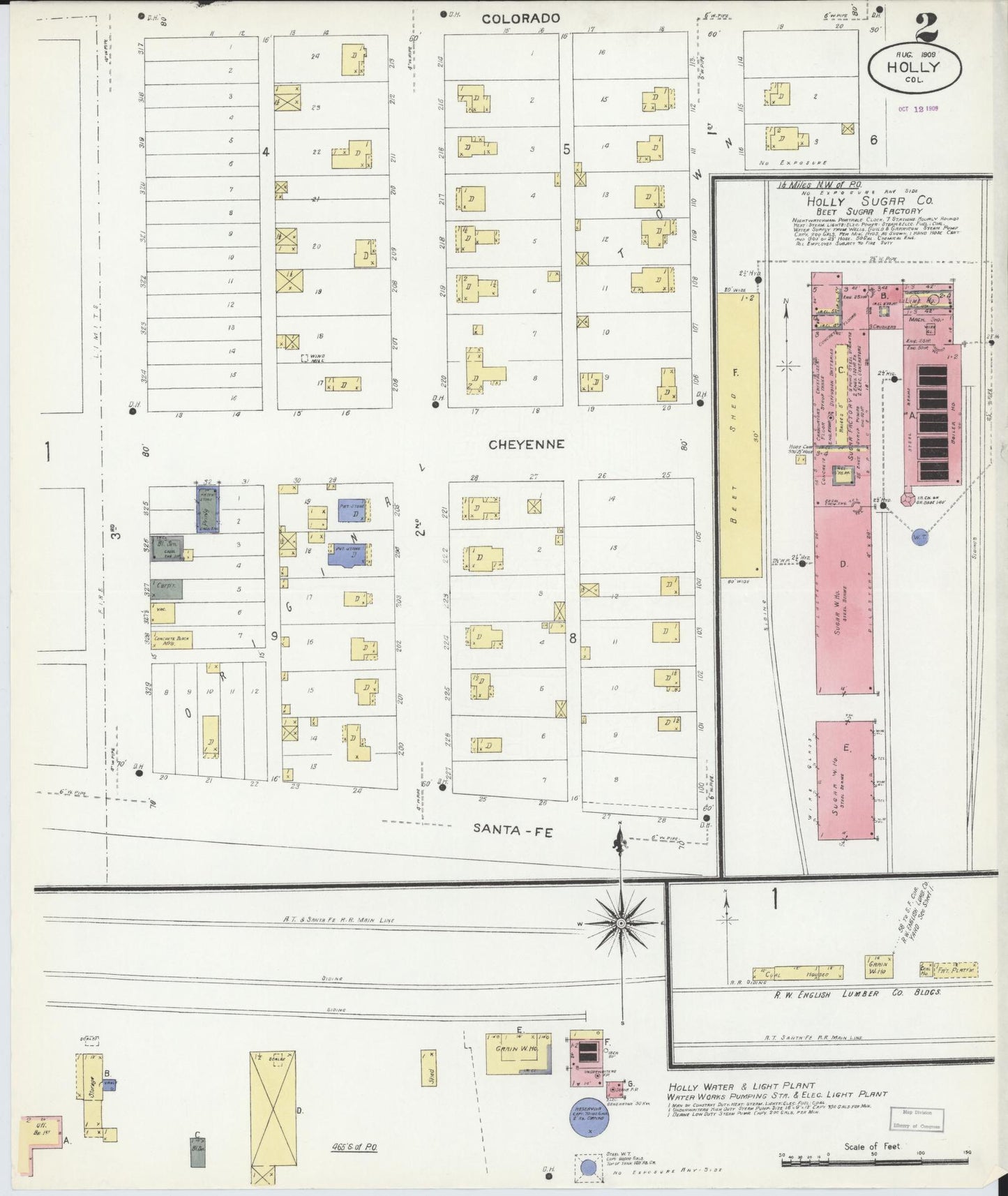 Sanborn Fire Insurance Map from Holly, Prowers County, Colorado (1909), Sheet #0002 - Historic Sanborn Fire Insurance Map Print, vintage old map wall art, antique decor, genealogy gift, Colorado Colorado map