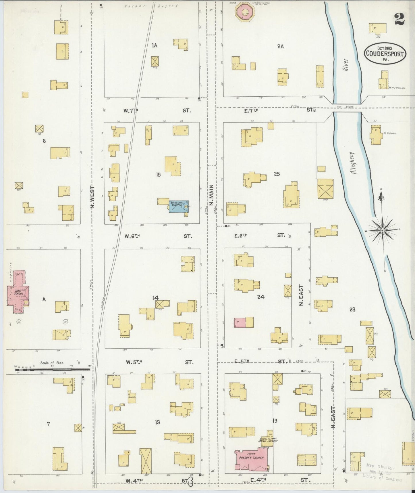 Sanborn Fire Insurance Map from Coudersport, Potter County, Pennsylvania (1903), Sheet #0002 - Historic Sanborn Fire Insurance Map Print, vintage old map wall art, antique decor, genealogy gift, Pennsylvania Pennsylvania map