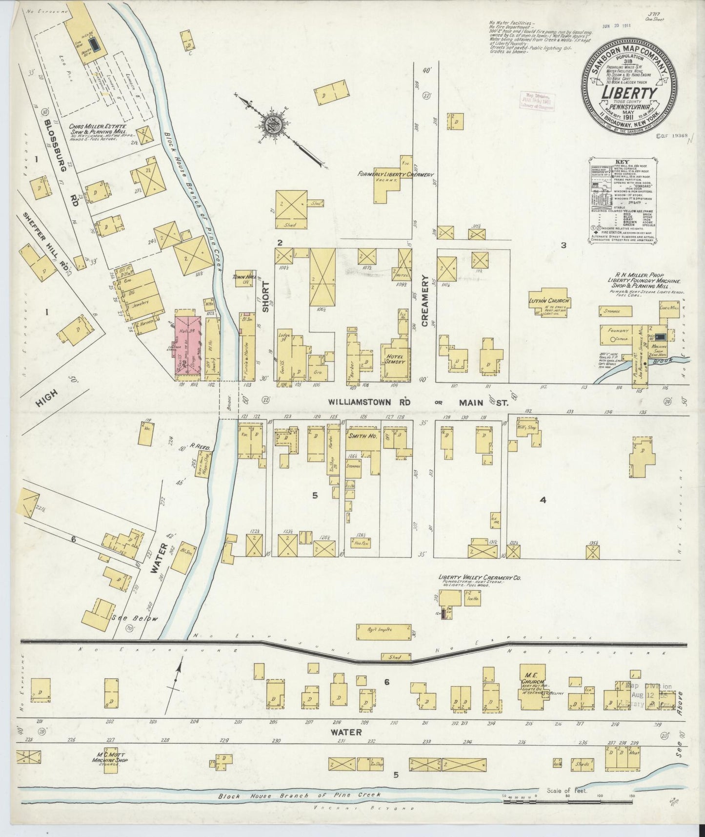 Sanborn Fire Insurance Map from Liberty, Tioga County, Pennsylvania. (1911) – Historic Sanborn Fire Insurance Map Print