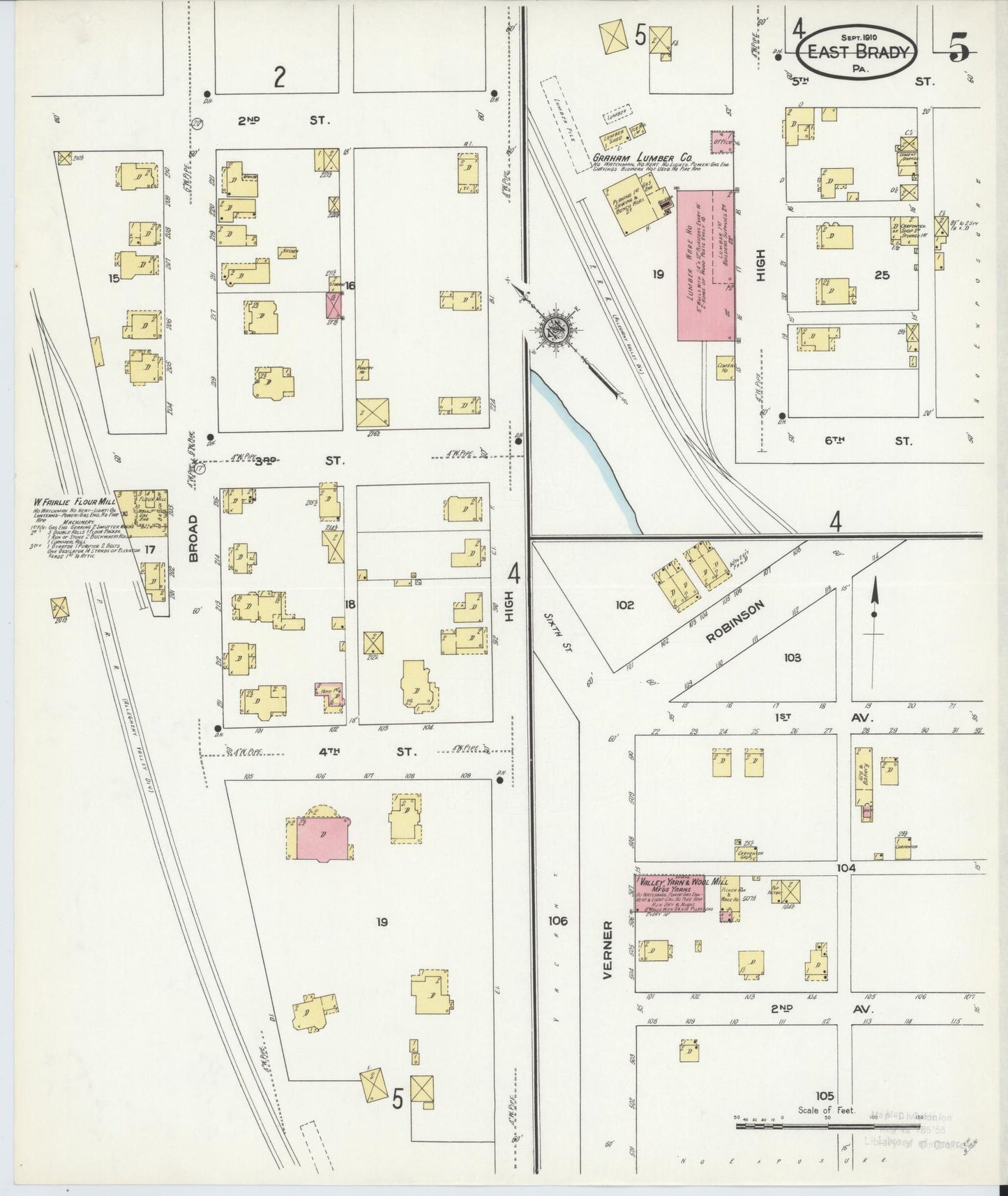 Sanborn Fire Insurance Map from East Brady, Clarion County, Pennsylvania (1910), Sheet #0005 - Historic Sanborn Fire Insurance Map Print, vintage old map wall art, antique decor, genealogy gift, Pennsylvania Pennsylvania map