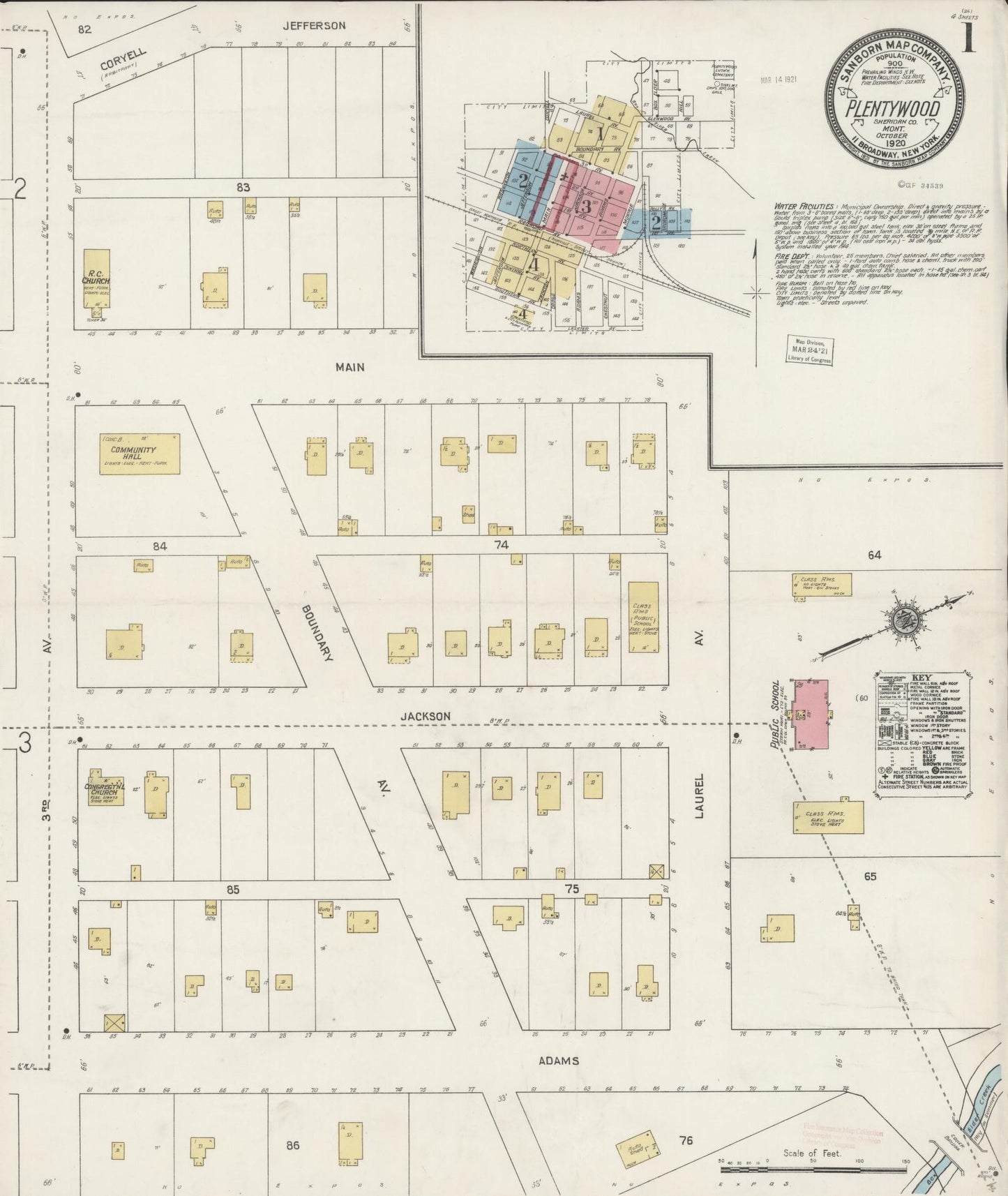 Sanborn Fire Insurance Map from Plentywood, Sheridan County, Montana. (1920) – Historic Sanborn Fire Insurance Map Print