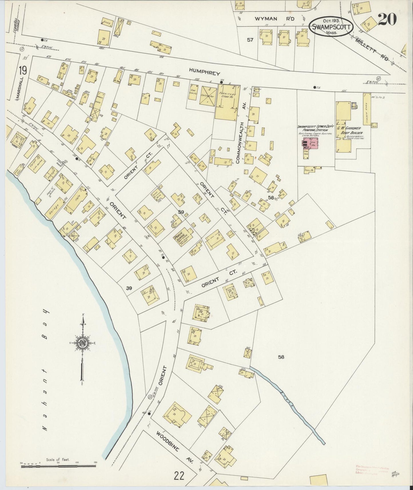 Sanborn Fire Insurance Map from Swampscott, Essex County, Massachusetts (1913), Sheet #0020 - Historic Sanborn Fire Insurance Map Print, vintage old map wall art, antique decor, genealogy gift, Massachusetts Massachusetts map
