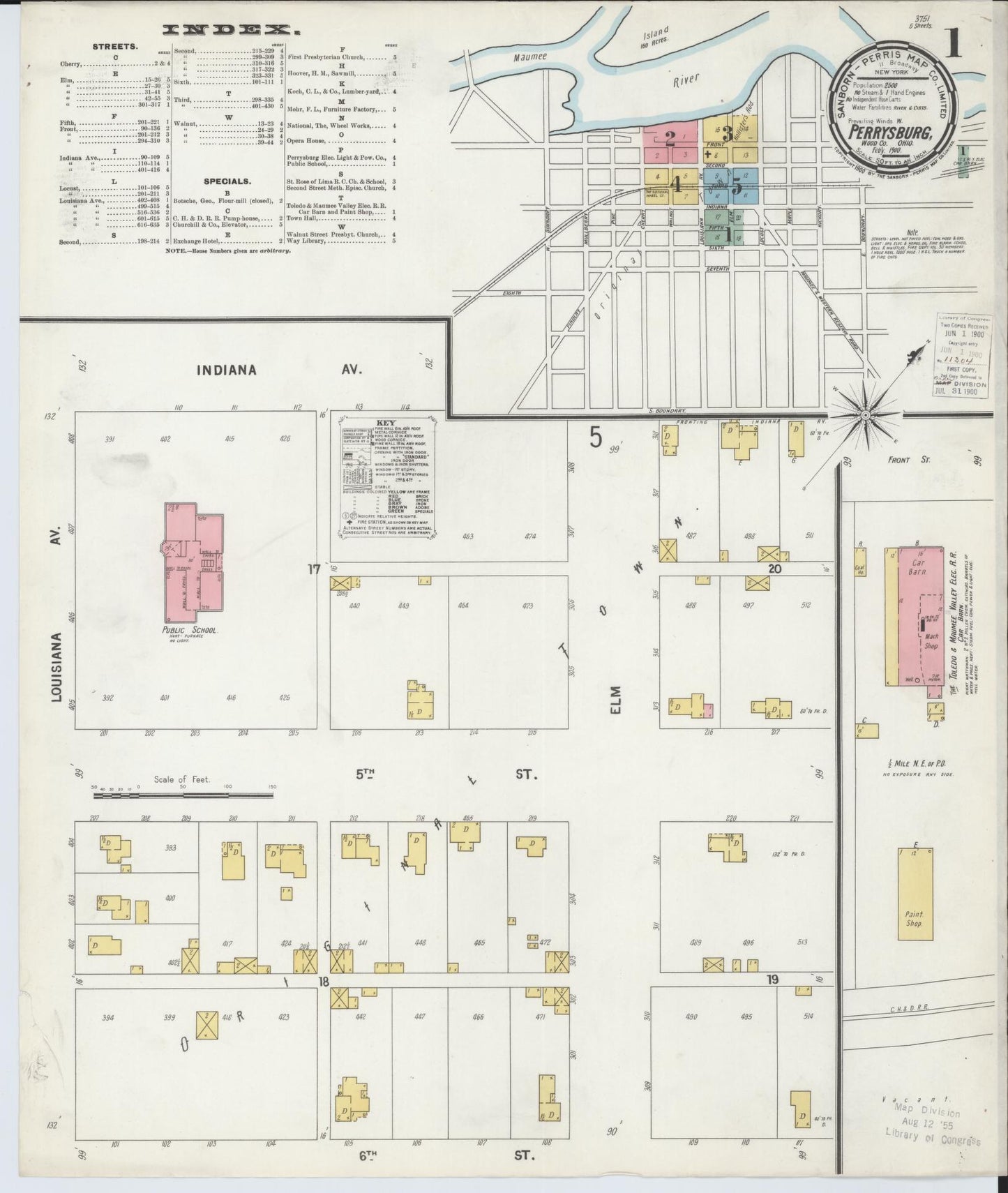 Sanborn Fire Insurance Map from Perrysburg, Wood County, Ohio (1900), Sheet #0001 - Historic Sanborn Fire Insurance Map Print, vintage old map wall art, antique decor, genealogy gift, Ohio Ohio map
