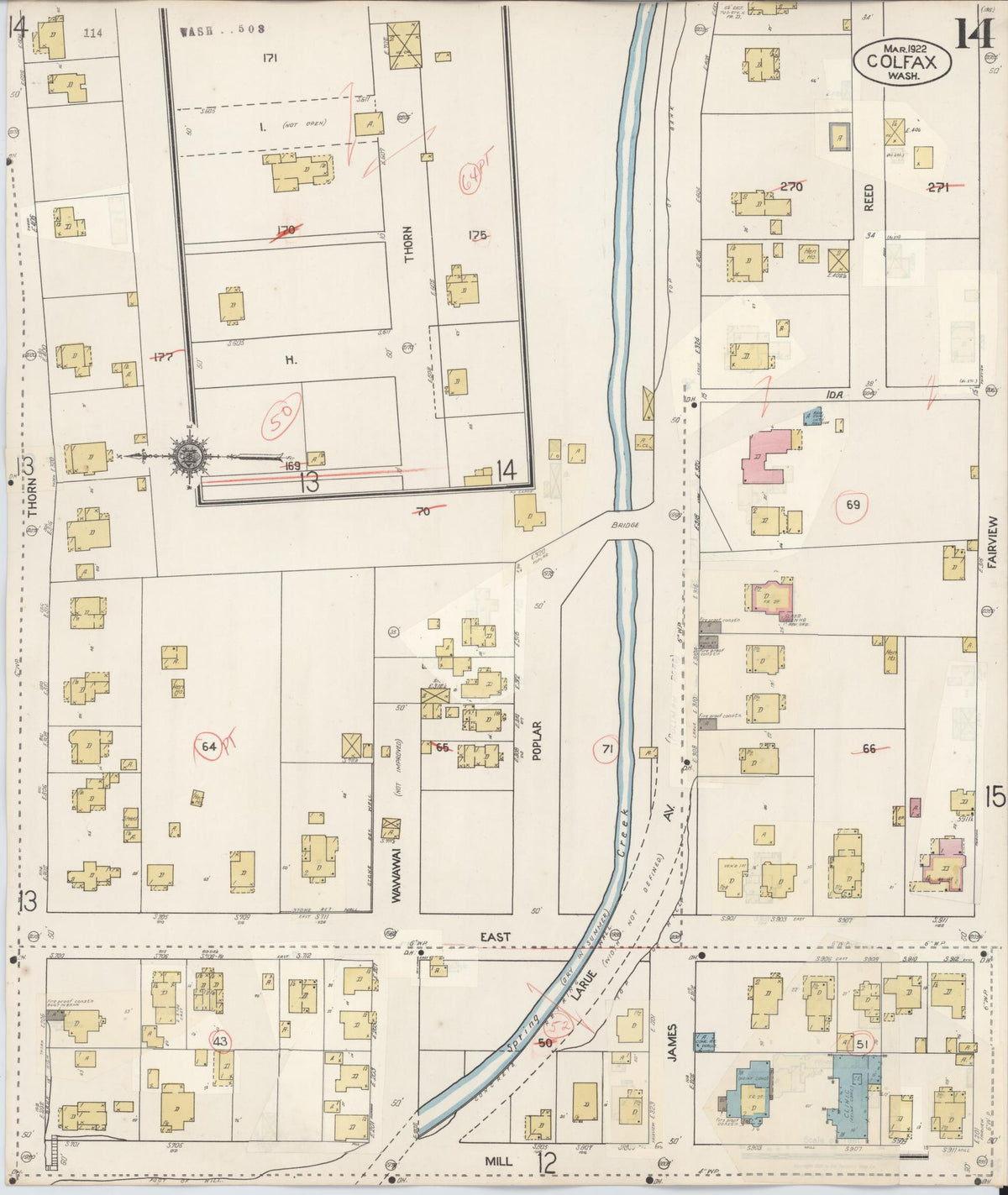 Sanborn Fire Insurance Map from Colfax, Whitman County, Washington (1939), Sheet #0014 - Historic Sanborn Fire Insurance Map Print, vintage old map wall art, antique decor, genealogy gift, Washington Washington map