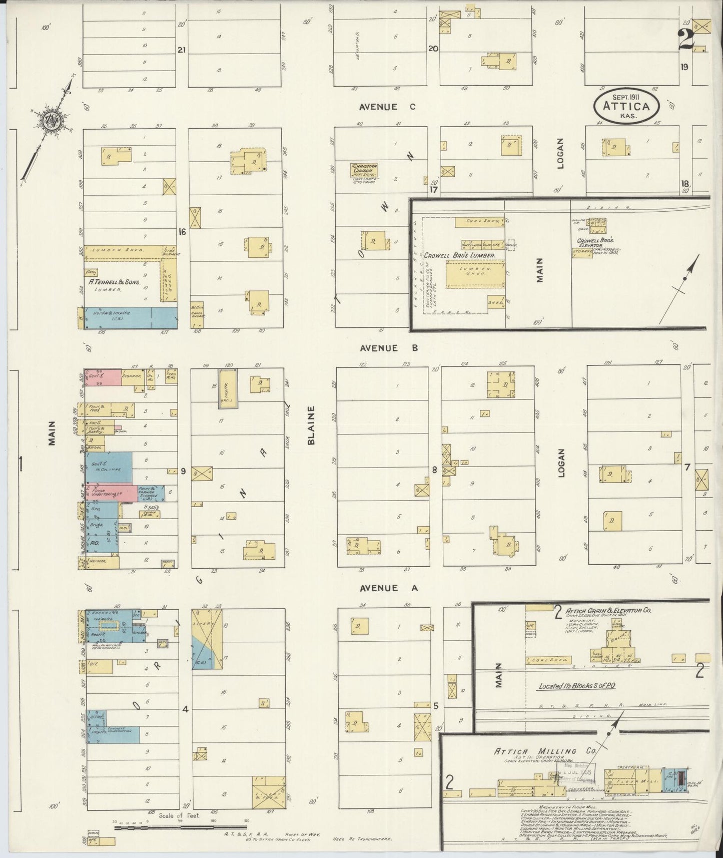 Sanborn Fire Insurance Map from Attica, Harper County, Kansas (1911), Sheet #0002 - Historic Sanborn Fire Insurance Map Print, vintage old map wall art, antique decor, genealogy gift, Kansas Kansas map