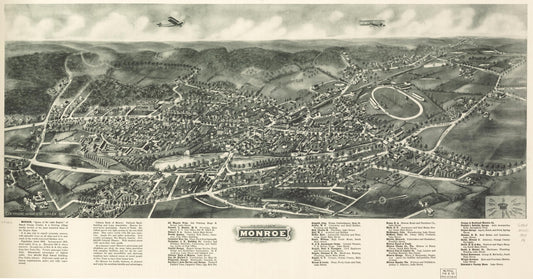 Aero-view of Monroe, New York 1923 (1923) – Historic Bird’s-Eye View Panorama Print